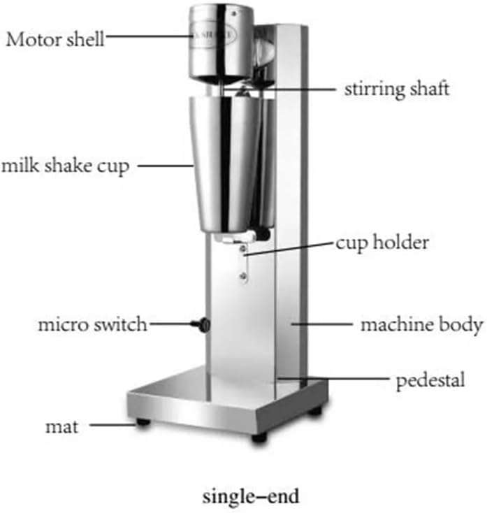 Electric Milkshake Maker Machine, Stainless Steel Milk Blender, Single Head Malt Blender, Drink Mixer, 110V 180W Commercial Smoothie Mixer (Single-head)