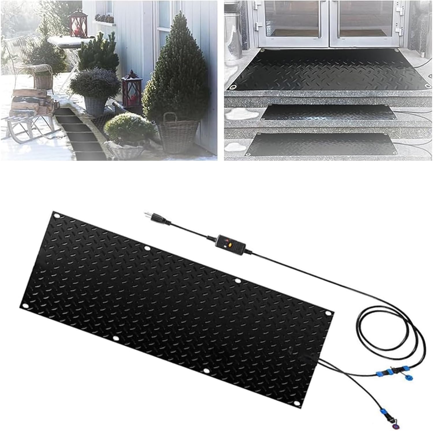 Heated Outdoor Mats Sidewalk Non-slip Heated Mats ，1/2/3/4/5 Pieces Heated Walkway Mat, Non-Slip Heated Snow-Melting, for Outdoors Patio, Garden, Lawn, Steps, Doorways Snow Removal(1 Pcs,30x90cm/12x36