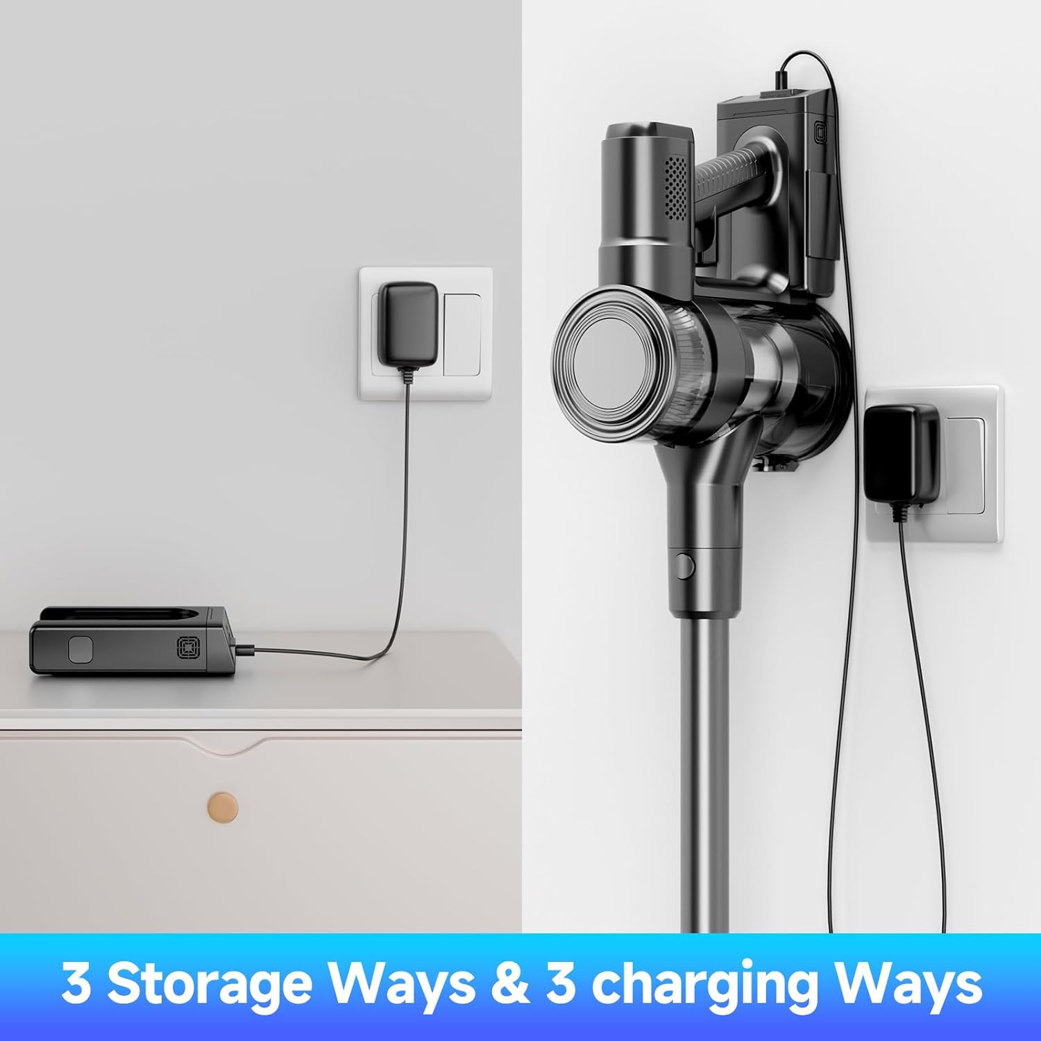 KIKETECH Cordless Vacuum Cleaner, Stick Vacuum Cleaners for Home, Lightweight Vacuum for Pet Hair/Carpet/Floor (Black)