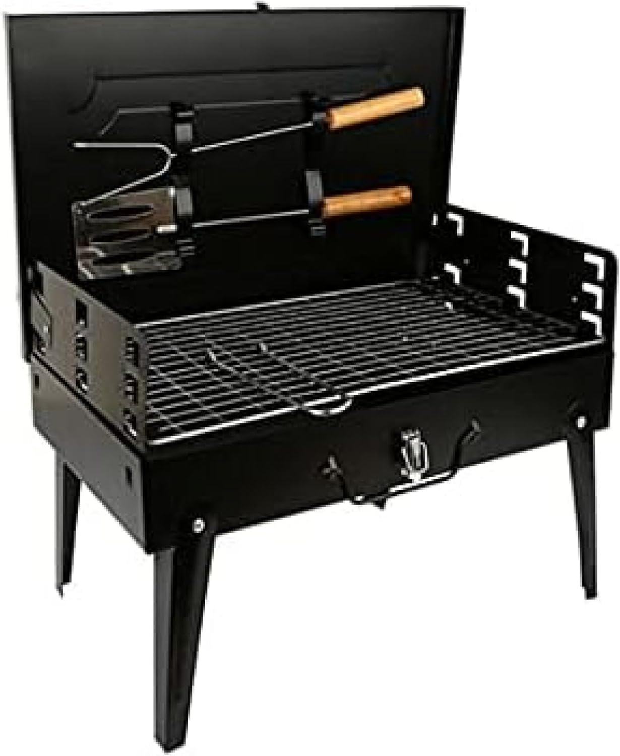 Barbecue Grill, Portable Folding Desk Tabletop Outdoor Stainless Steel Smoker BBQ for Picnic Garden Terrace Camping Travel 43 * 26.5 * 46.5cm,Picturesque234