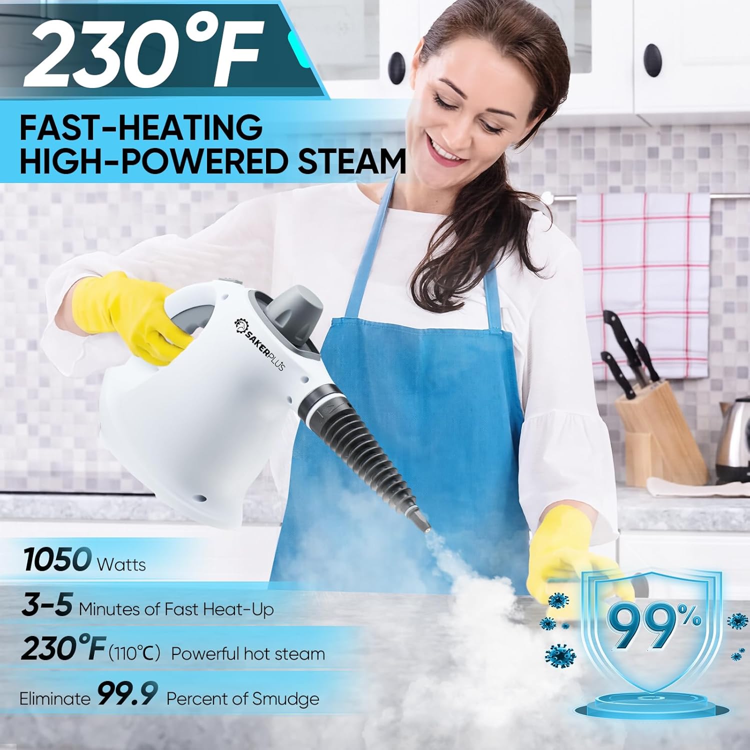 Steam Cleaner,Steam Disinfection Cleaner with 13 PCS Accessories,Pressurized Handheld Multi-Surface Steamer with Safety Lock & 350ML Large Capacity for Home, Car, Kitchen, Bathroom Cleaning