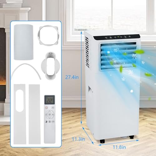 8000 BTU Portable Air Conditioners Cool Up to 350 Sq.Ft,3 IN 1 Cooling AC Unit With Remote Control/LED Display/24Hrs Timer,Ultra-Quiet 50dB,Sleep Mode for Bedroom, Living Room, Office