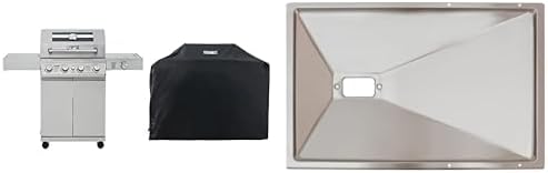 Monument Grills 4-Burner Propane Gas Grill with LED Controls, 52000 BTU, 570 sq. in. Cooking Area & Replacement Grease Tray 23x13.8x2.2 Inch Bundle