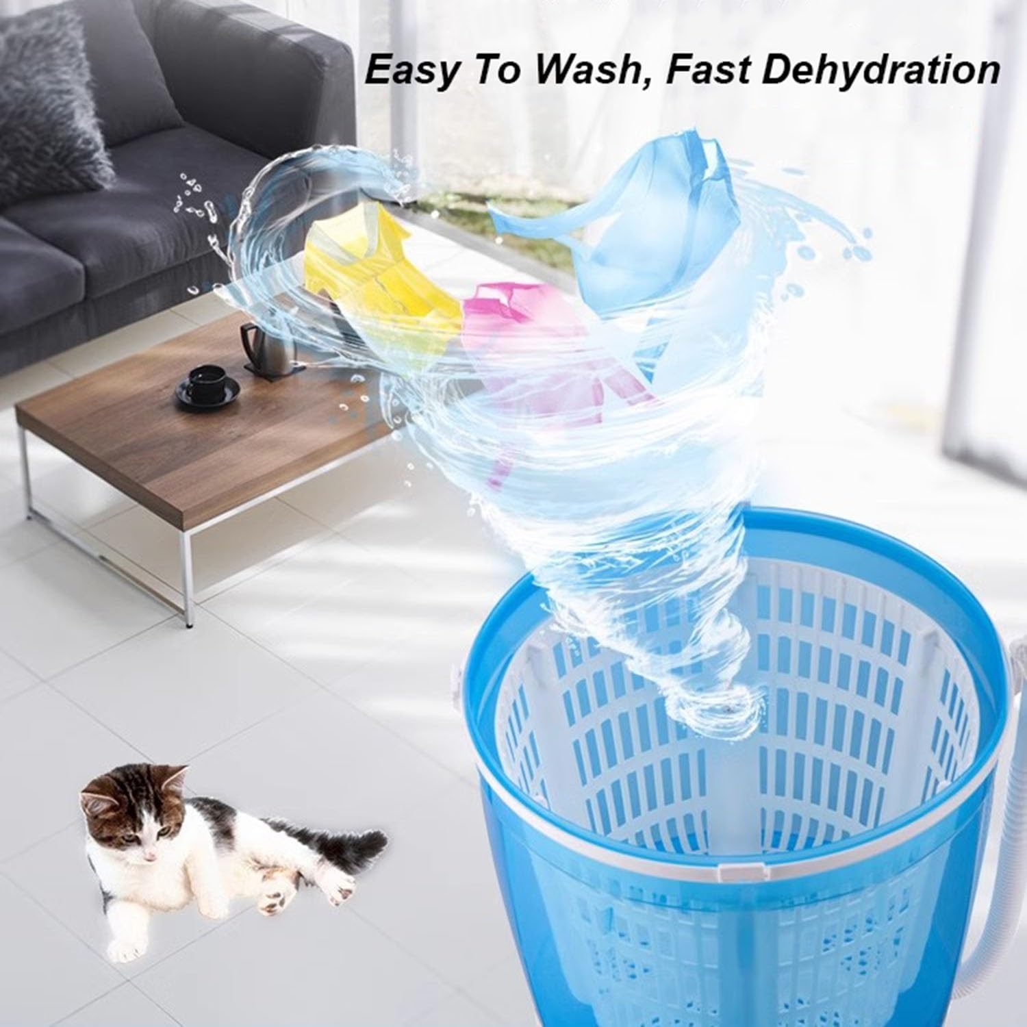 Camping Washing Machine Portable Washer, Mini Washer with Spin Dryer, Manual Hand Clothes Washer for Apartment, RV, Laundry, Camping, Travel, Hotel, Underwear, Personal