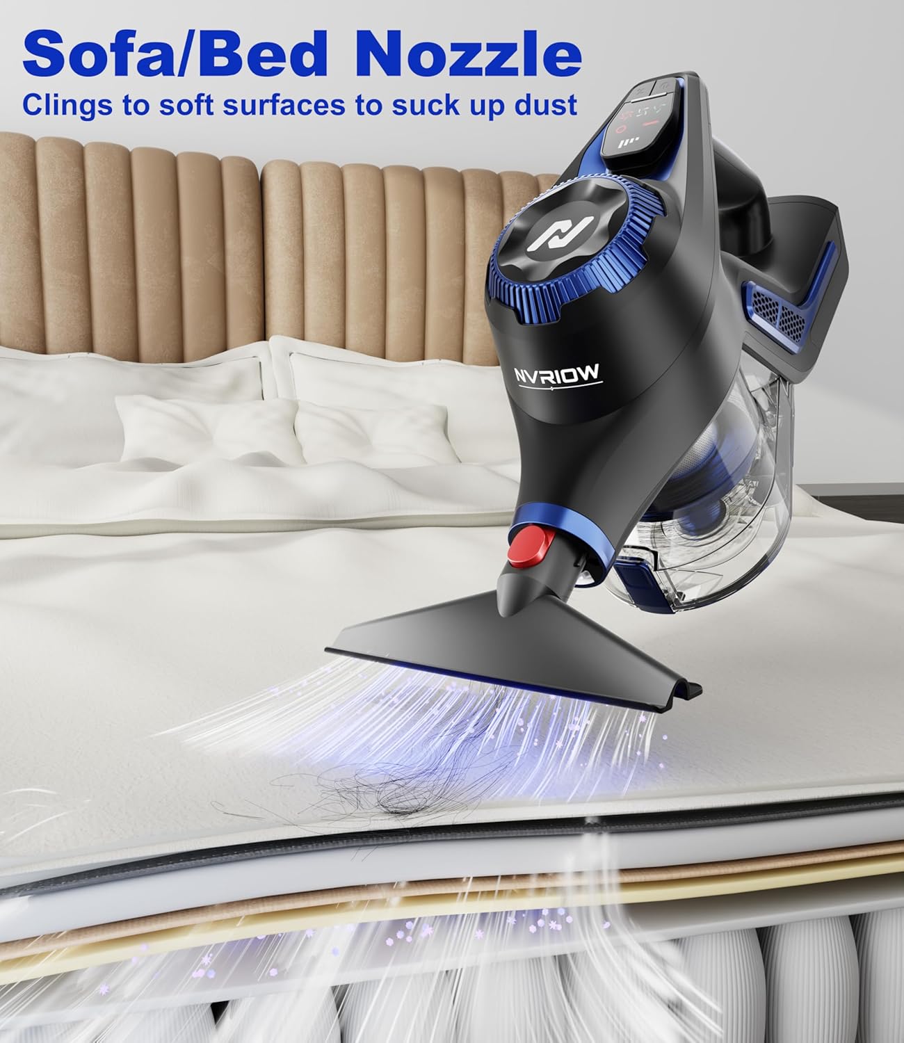 Cordless Vacuum Cleaner for Home, 45Kpa Stick Vacuum, Max 80mins Runtime, 1.5L Dust Cup, Rechargeable Lightweight Handheld Vacuum for Carpet/Hardwood Floor/Pet Hair/Car (Navy Blue)