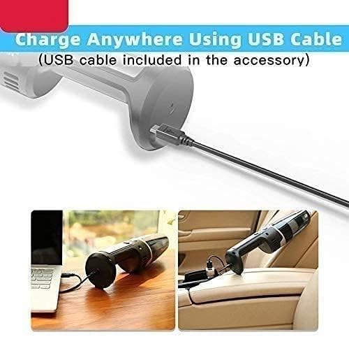 Hand Vacuum Cordless Rechargeable, 4500Pa Vacuum Portable Hand Held Vacuuming, USB Charging for Home, Office, Car (Black)