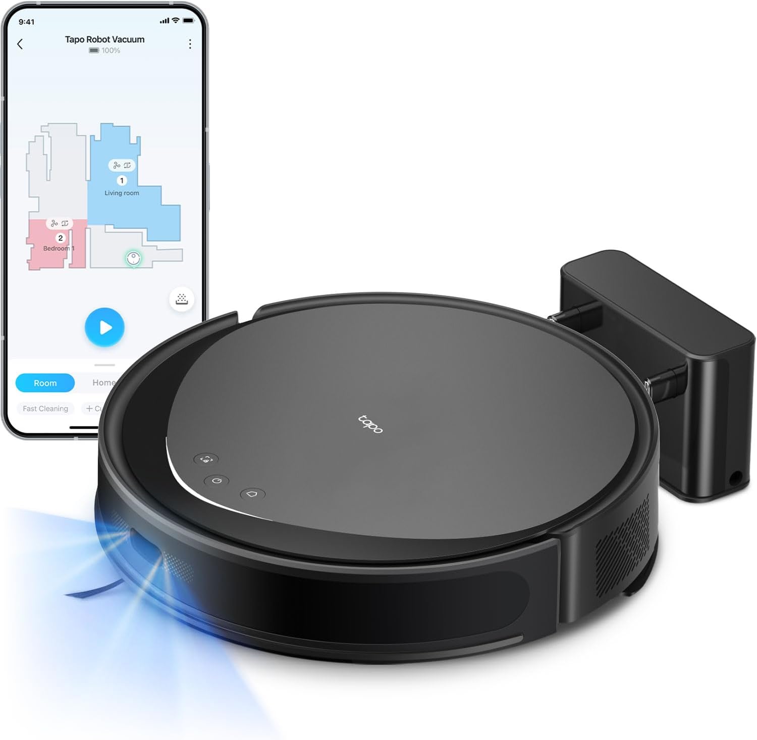 Tapo Ultra-Slim LiDAR Smart Navigation Robot Vacuum and Mop, 5300Pa Max, 97%+ Dust Pickup, Customizable Cleaning, Self-Charging, Works w/Alexa & Google Home, RV20 Max (Renewed)