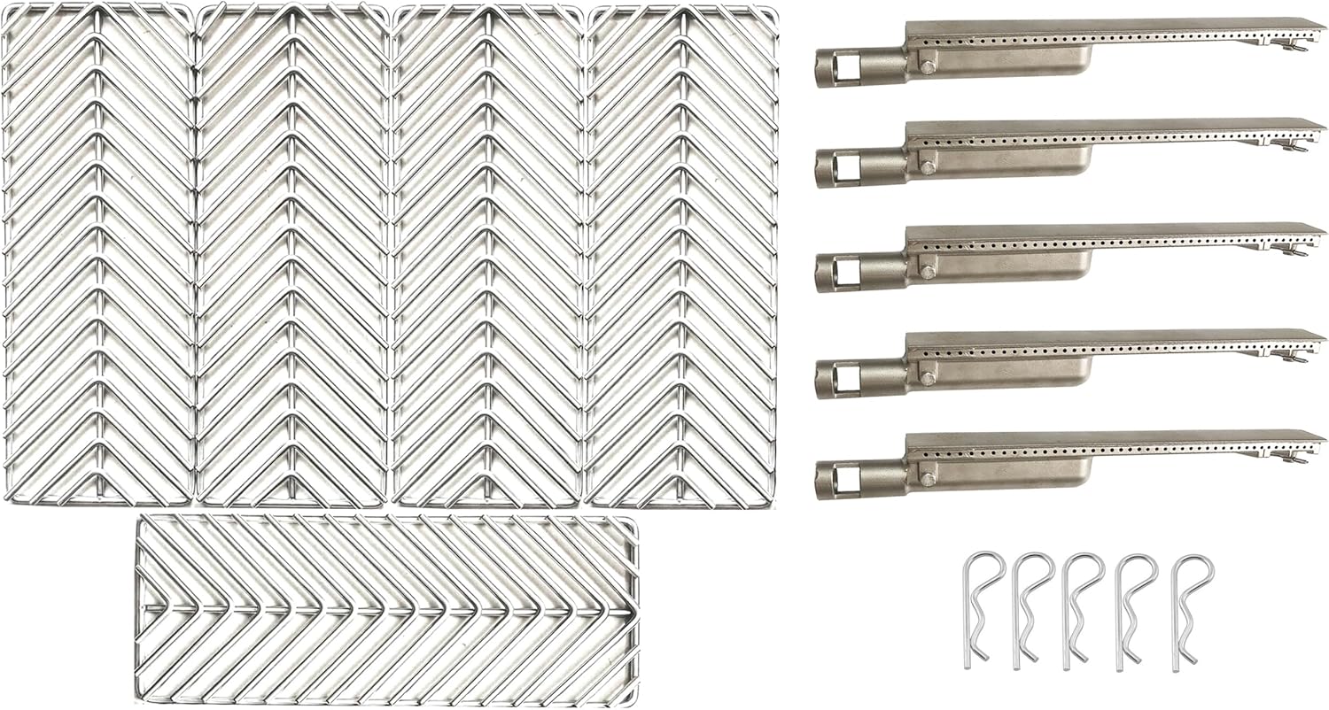 5 Burner + 5 V-Style Cooking Grate Stainless Steel 304 BBQ Grill Burners for Cal Flame 5 Burner Gas Grills