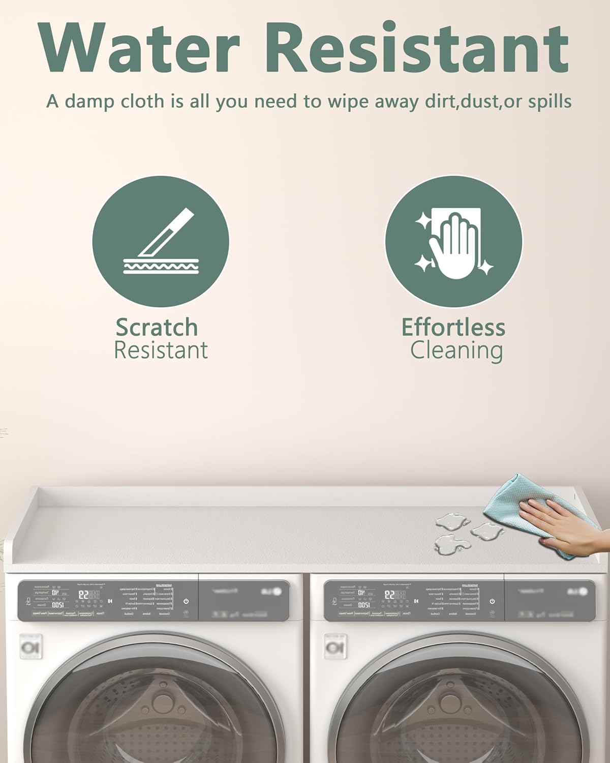 Piskyet Washer Dryer Countertop,Laundry Countertop with Edge Rails,27.5