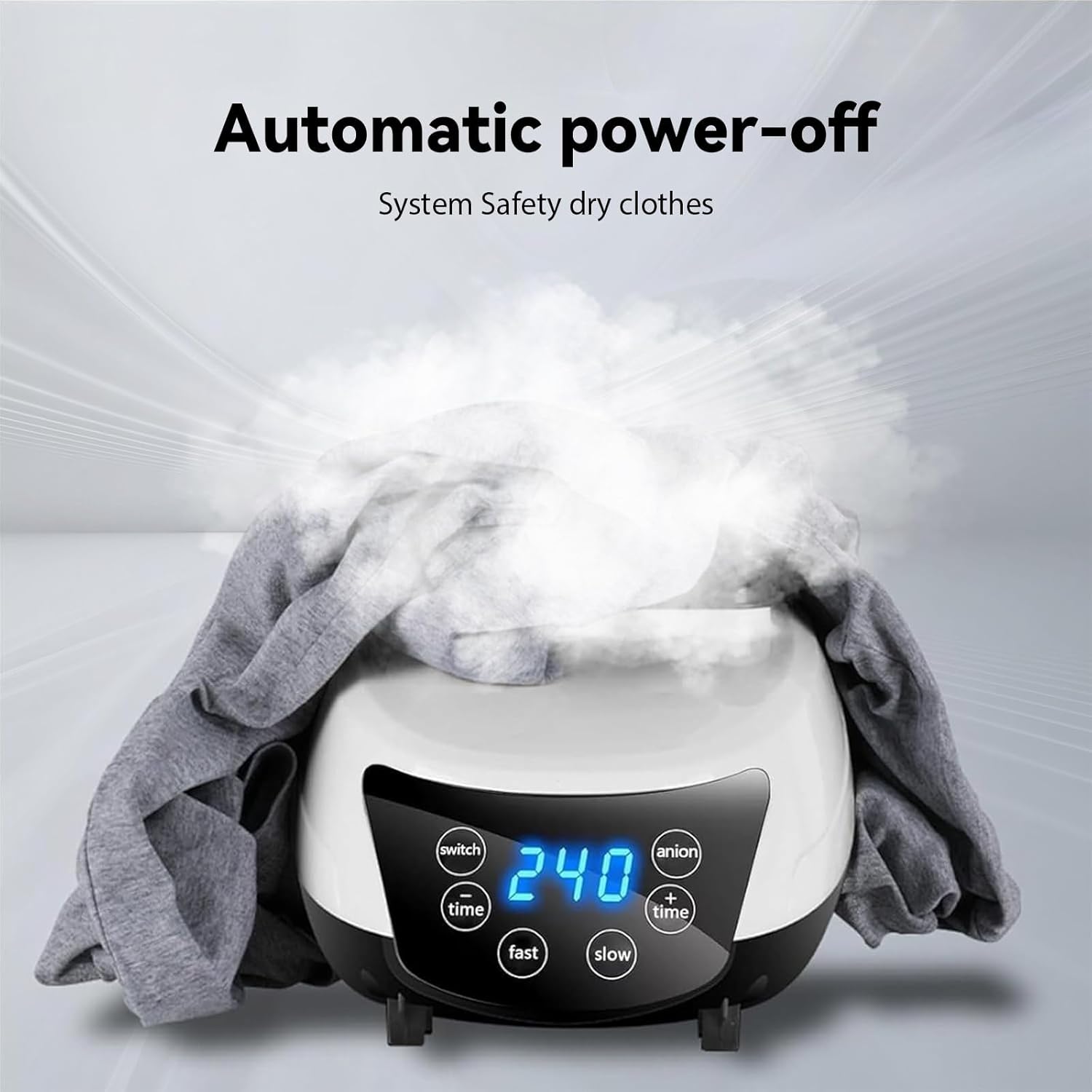 Portable Electric Clothes Dryer, 4-Level Timer with Remote Control, LED Display & Silent Operation for Indoor Home Laundry