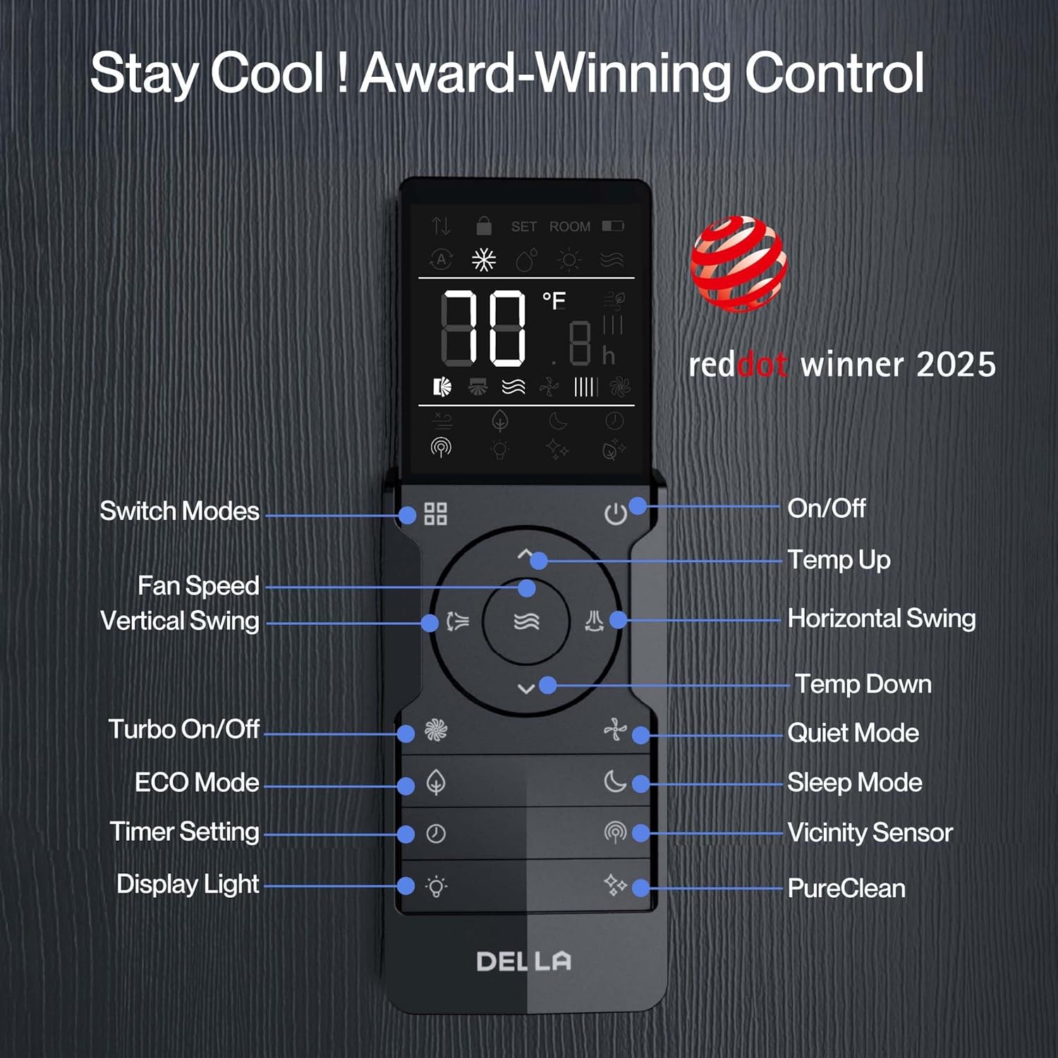 DELLA Motto Series 9100 BTU 20.5 SEER2 115V Mini Split AC, Cools Up to 400 Sq.Ft, Works with Alexa and Wifi, Ductless Inverter System Air Conditioner, Pre-Charged Heat Pump and 16ft Kits