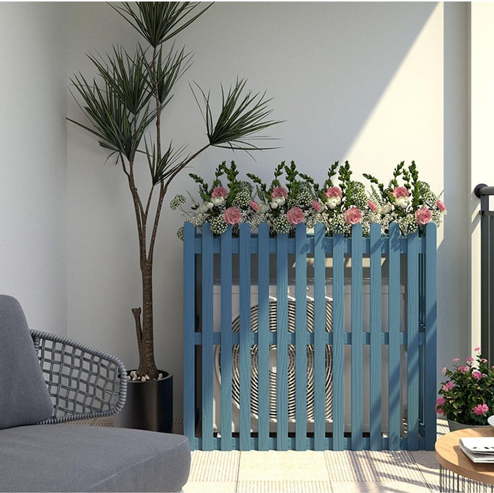 Outdoor Air Conditioner Cover for Outside Units Weatherproof Solid WoAir Conditioner Fence Screen for Outdoor Indoor Hide Privacy Orange Blue Grey White (Color : White, Size : 105x