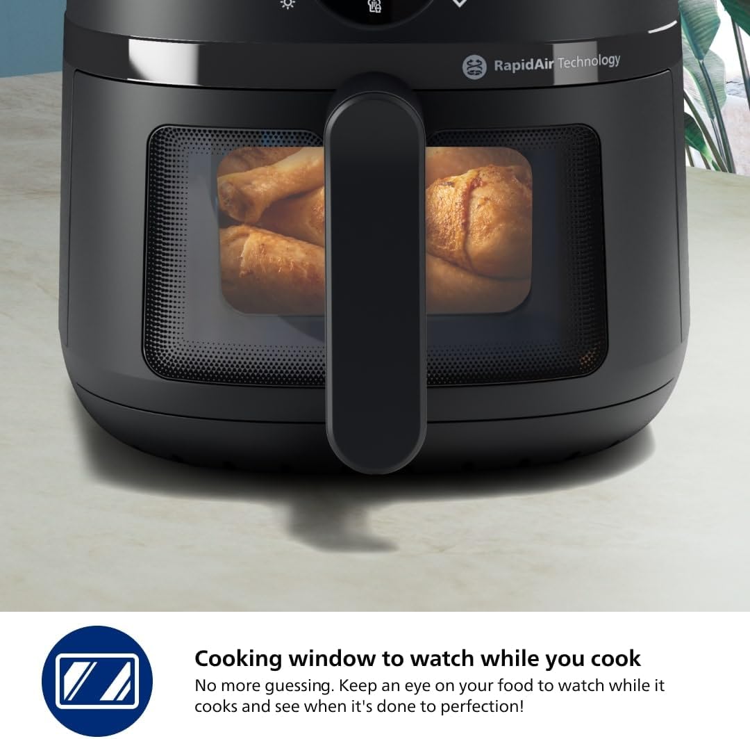 Philips 2000 Series Airfryer - 4.4 qt (4.2 l) Pan, 13 Cooking Functions, RapidAir Technology, Healthy Cooking with 90% Less Fat, Efficient & Fast (NA220/00), 9.8 pounds weight