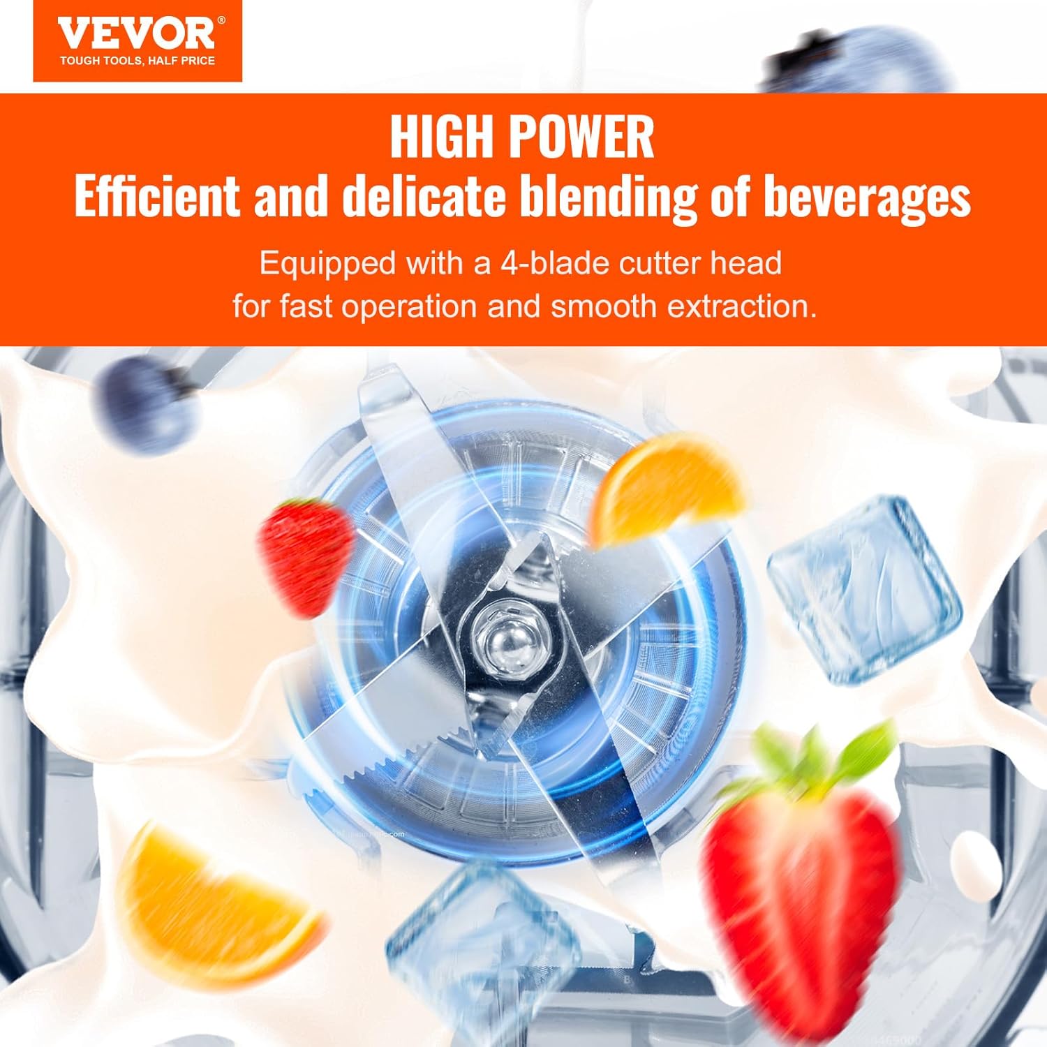 VEVOR Professional Blender, Commercial Countertop Blenders, 68 oz Jar Blender Combo, Stainless Steel 3 Functions, for Frozen Drinks, Shakes, Smoothies, Peree, and Crush Ice, Black