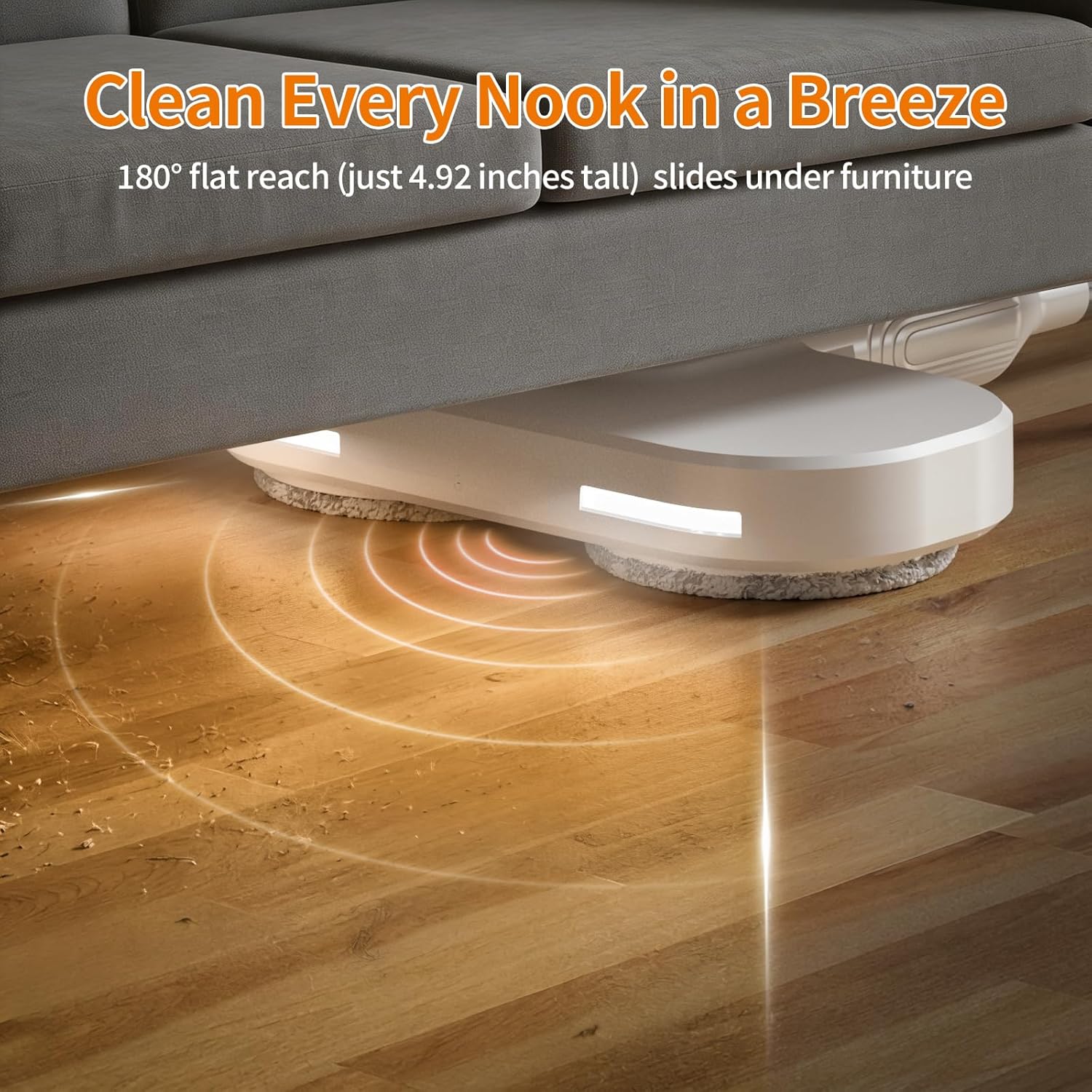 Adjustable Cordless Electric Spin Mop with self-propelled water sprayer/8000mAh Battery/LED Headlight,self-propelled design with 6 Washable mop Pads for Hardwood, Tile Floors, Quiet Cleaning/Waxing