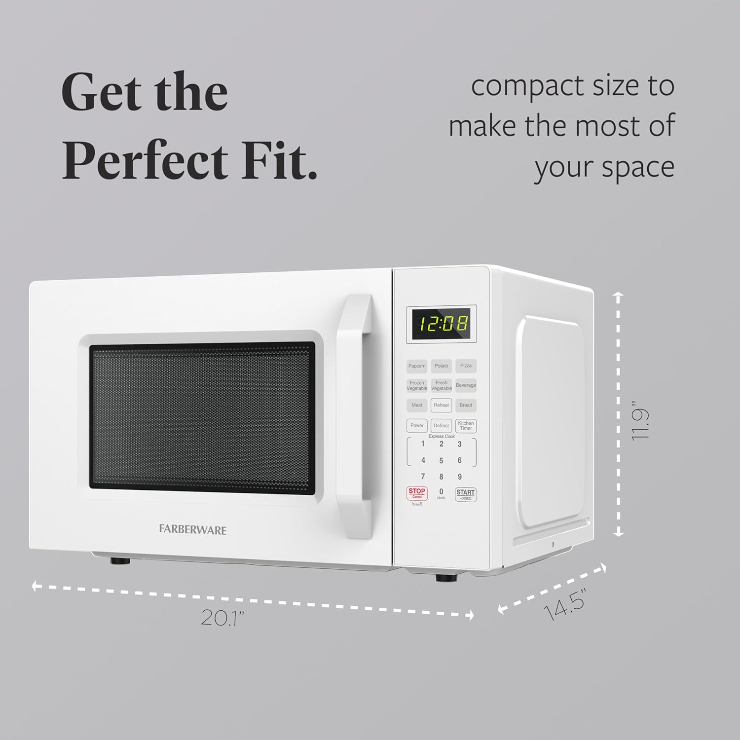 Farberware FMO11WEIWH 1.1 Cu. Ft. 1000-Watt Countertop Microwave Oven, White – Compact Microwave with Reheat Function, Express Cook, and Kitchen Timer