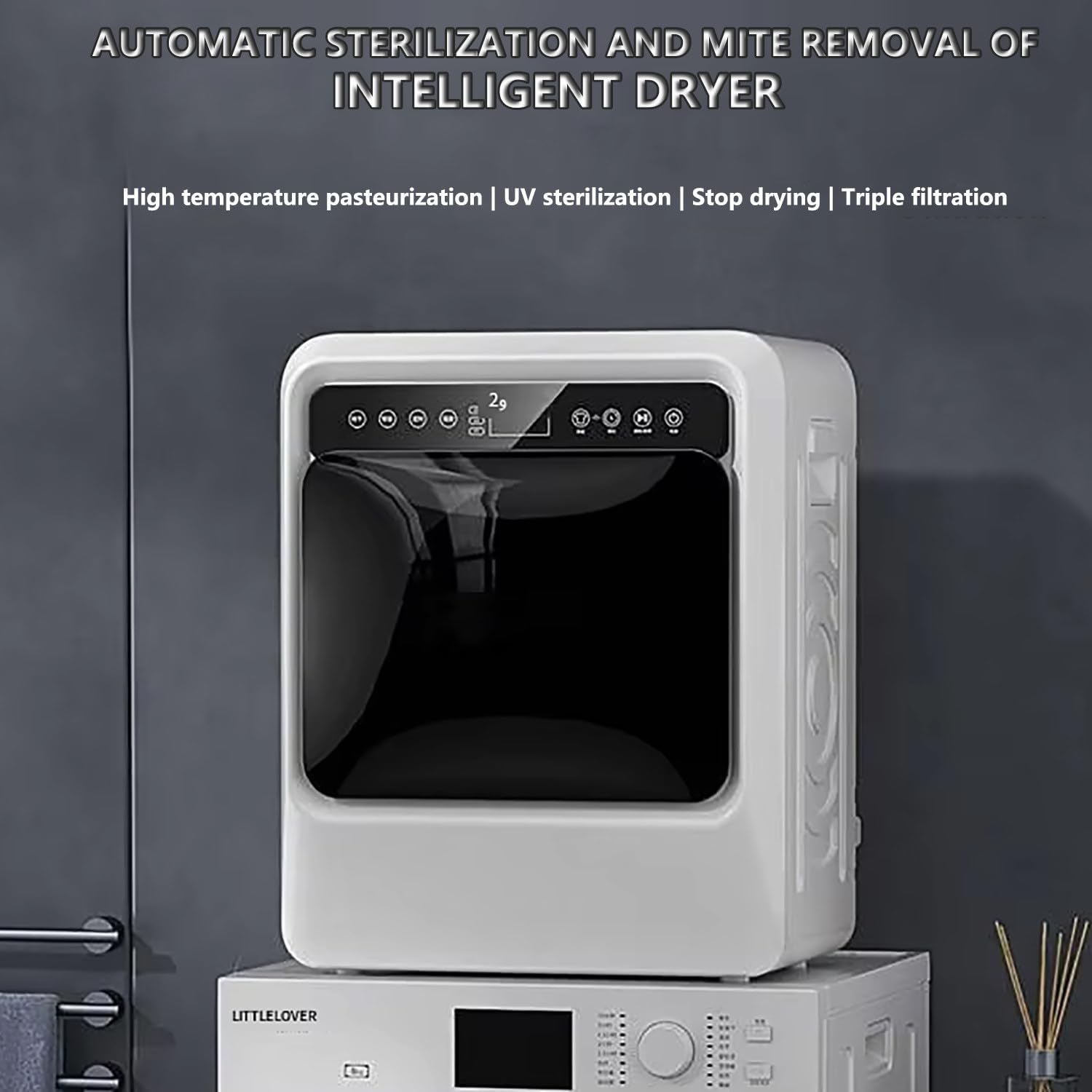 Small Tumble Dryer With LCD Smart Touch Panel, 4Kg Drying Capacity, 3 Temperatures, Stainless Steel Inner Tube, 36.3 Lbs Portable Dryers For Laundry 1000W