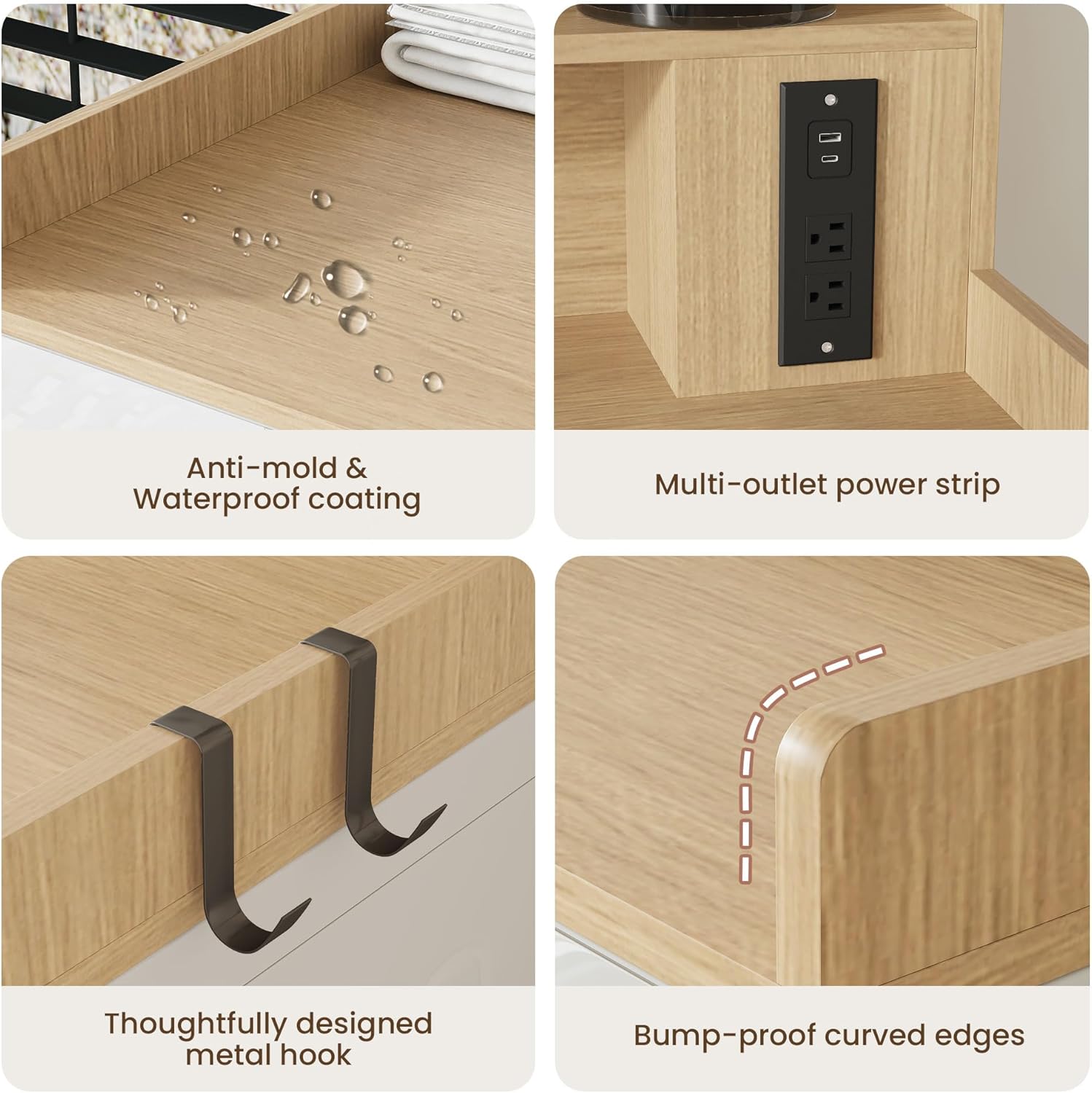 Upgraded 2-Tier Washer and Dryer Countertop with Power Outlet,54