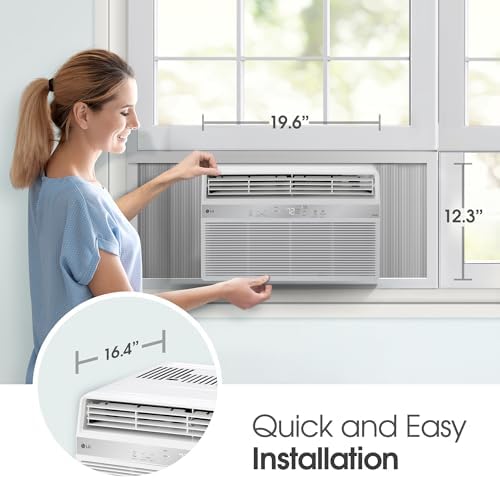 LG LW1025RSMX Window Conditioner, Wi-Fi Enabled w/Remote, 450 Sq.Ft, 4-Way Air Deflection, 2 Cooling and Fan Speeds with Auto Fan Function, 115V, 10,000 BTU, White