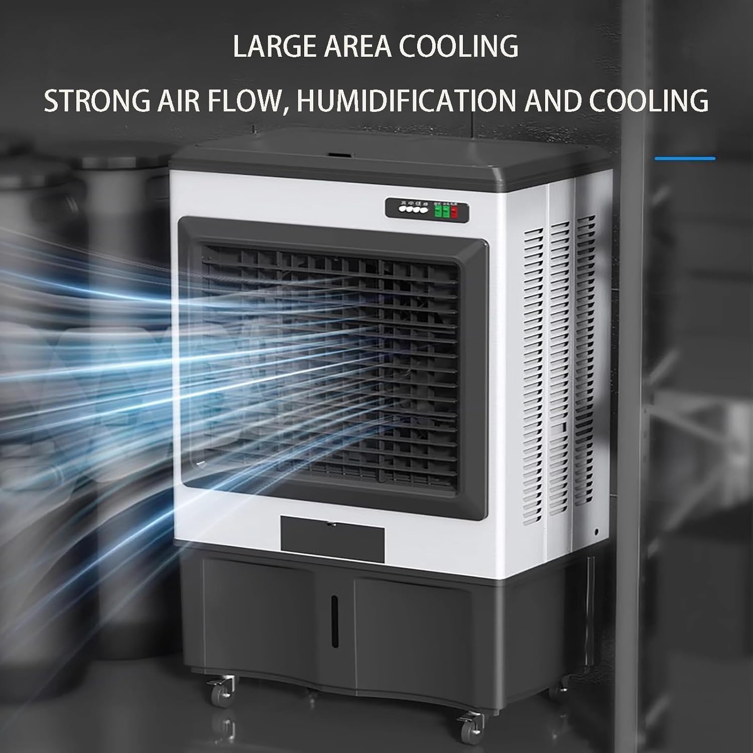 Portable Air Conditioners Industrial air cooler Large capacity water tank 3 wind speed adjustment 120° free white pageRapid heating and cooling, suitable for large areas such as warehouses and industr