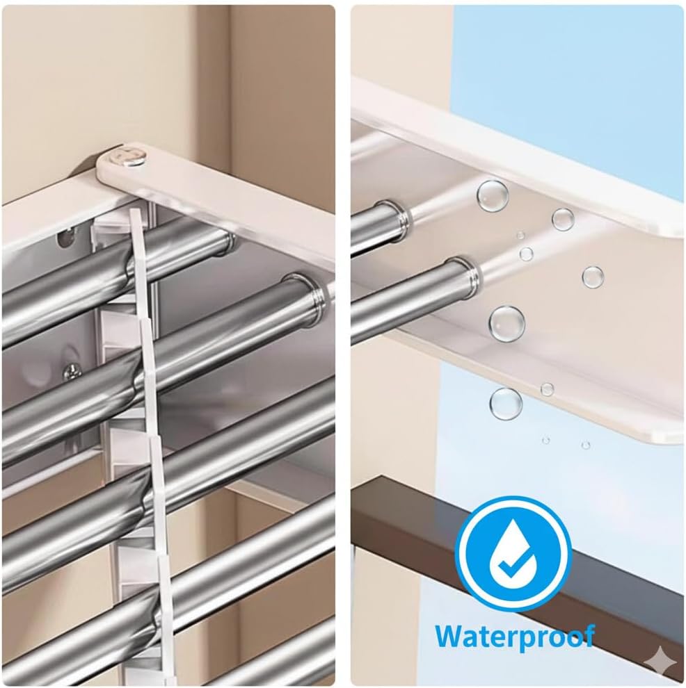 Wall Mounted Drying Rack for Laundry Retractable Clothes Dryer Racks 31.5” with 60 lb Capacity, Heavy Duty Clothing Drying Rack Foldable Space-Saving Design for Indoor & Outdoor