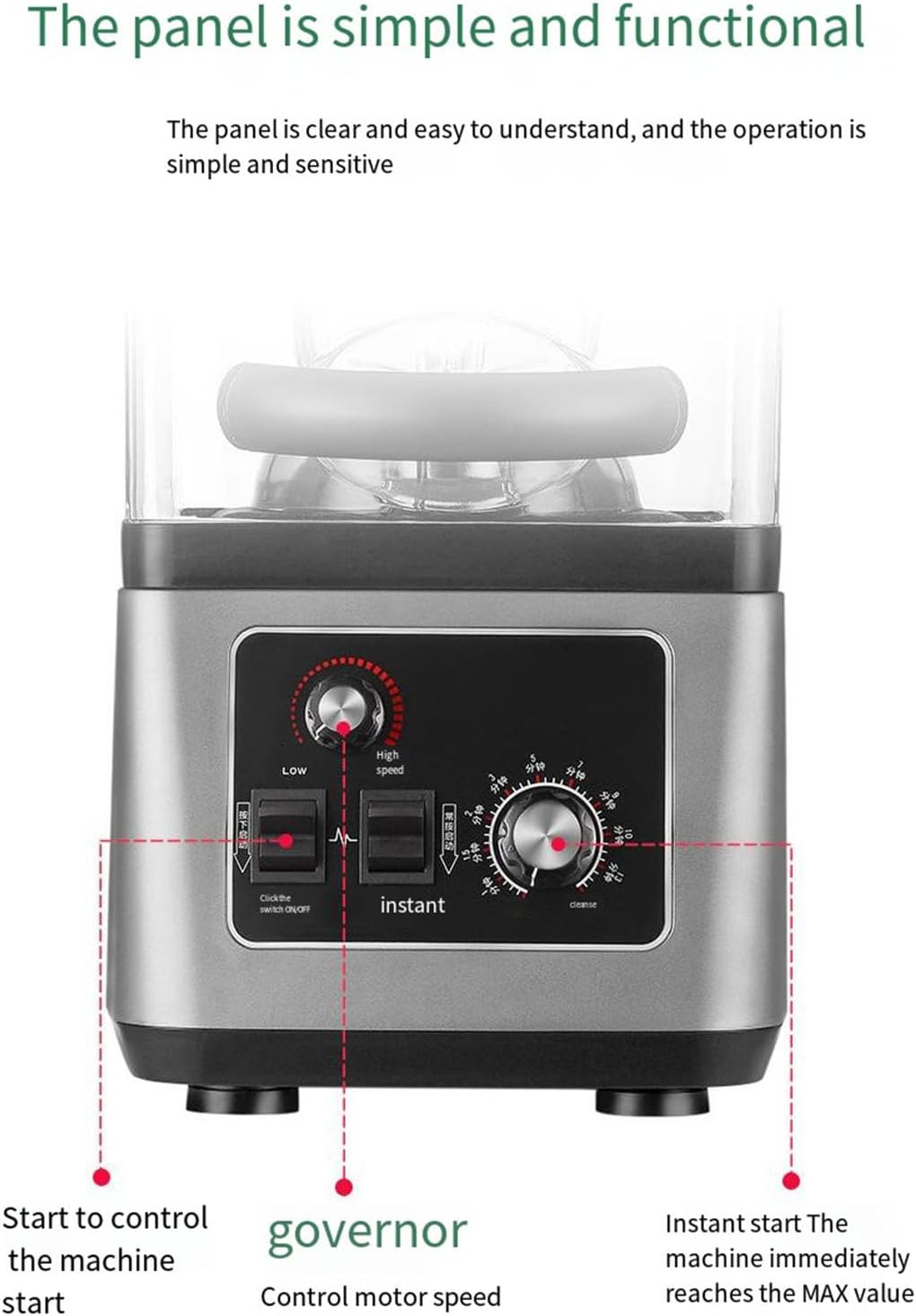 Smoothie Maker Blender with Soundproof Cover Silent 1800W 2.5/4.5L Multifunctional Soy Milk Blender,Grey-4.5L