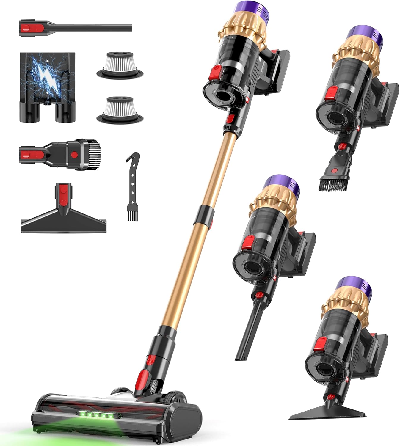 Cordless Vacuum Cleaner, 650W 50KPA 70Mins, Upgraded Vacuum Cleaners for Home, Self-Standing Stick Vacuum with Anti-Tangle Brush, LED Touch Screen for Hardwood/Carpet/Pet Hair/Car