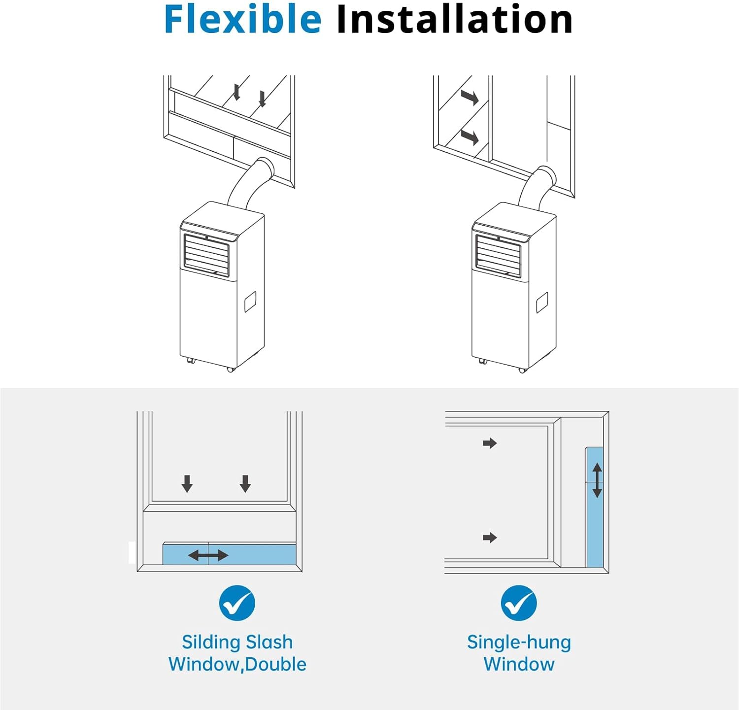 Portable Air Conditioners,8,000 BTU Portable AC Units for Rooms, 3-In-1 FreeStanding Cooling AC Unit With Remote Control, Cools 350 Sq.Ft, Dehumidifier,Fan, Suitable for Bedroom,Living