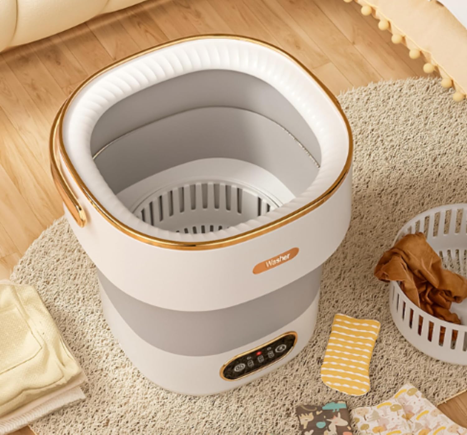 Mini Laundry Machine 16L, Portable Washing Machine and Spinner - Foldable & Compact for Baby Clothes, Underwear, Socks, Ideal for Travel, Dorm, Apartment, Camping