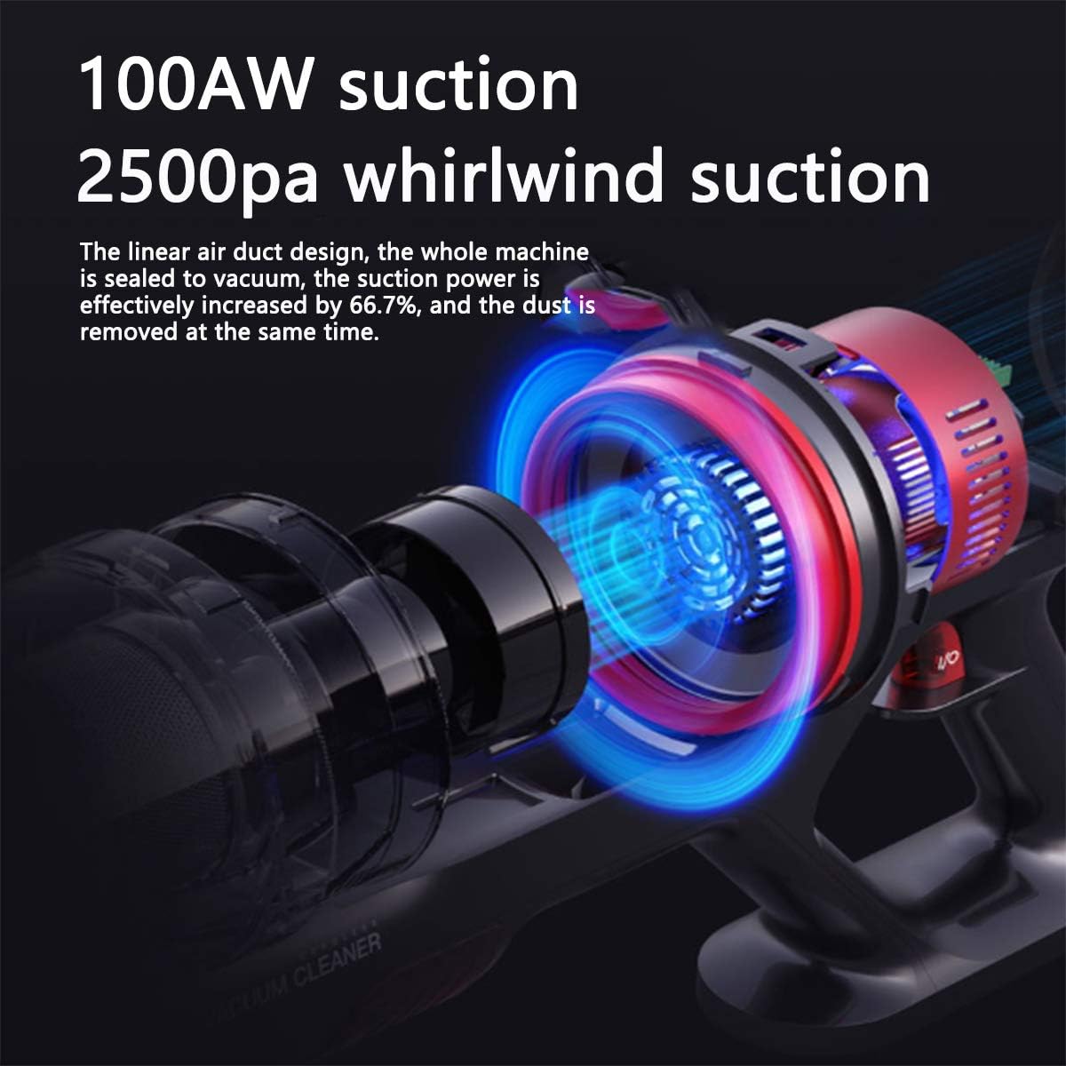 Cordless Vacuum Cleaner Five-Fold Filter Belt 400W25000pa Super Suction Hand-Held Vacuum Cleaner Used for Hard Floors of Pet Blankets