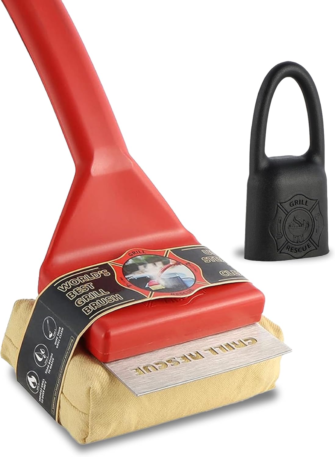 Grill Brush Bristle-Free– Safe BBQ Grill Brush for Gas, Charcoal, Cast Iron & Stainless Grates – Durable, Heat-Resistant Grill Cleaning Brush with Replaceable Head & Hanging Hook