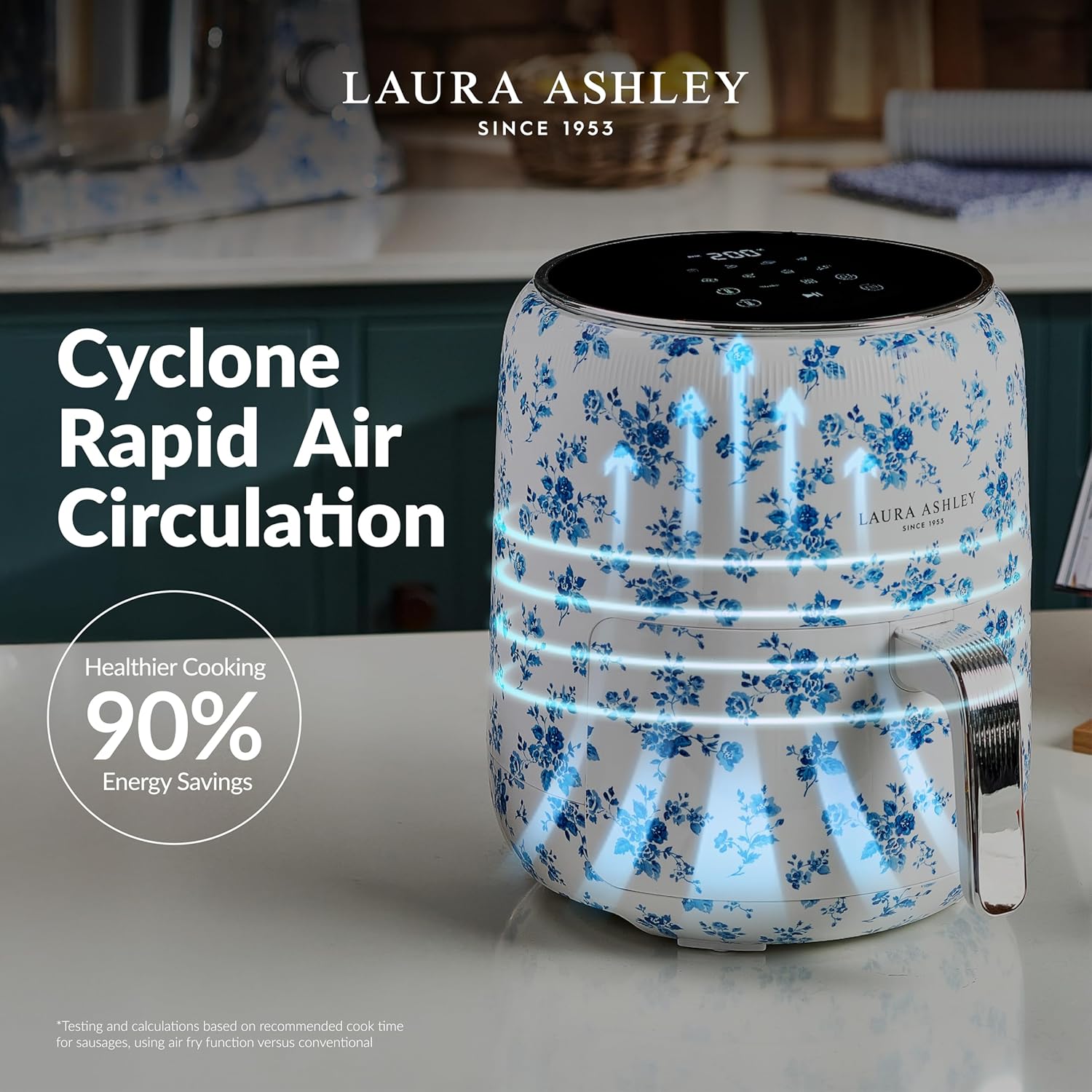 Laura Ashley Digital 9-in-1 Large Air Fryer 4.75 Quarts | Beautiful Air Fryer with China Rose Floral Print | Compact Airfryer with Rapid Air Technology for Healthy & Energy-Efficient Cooking