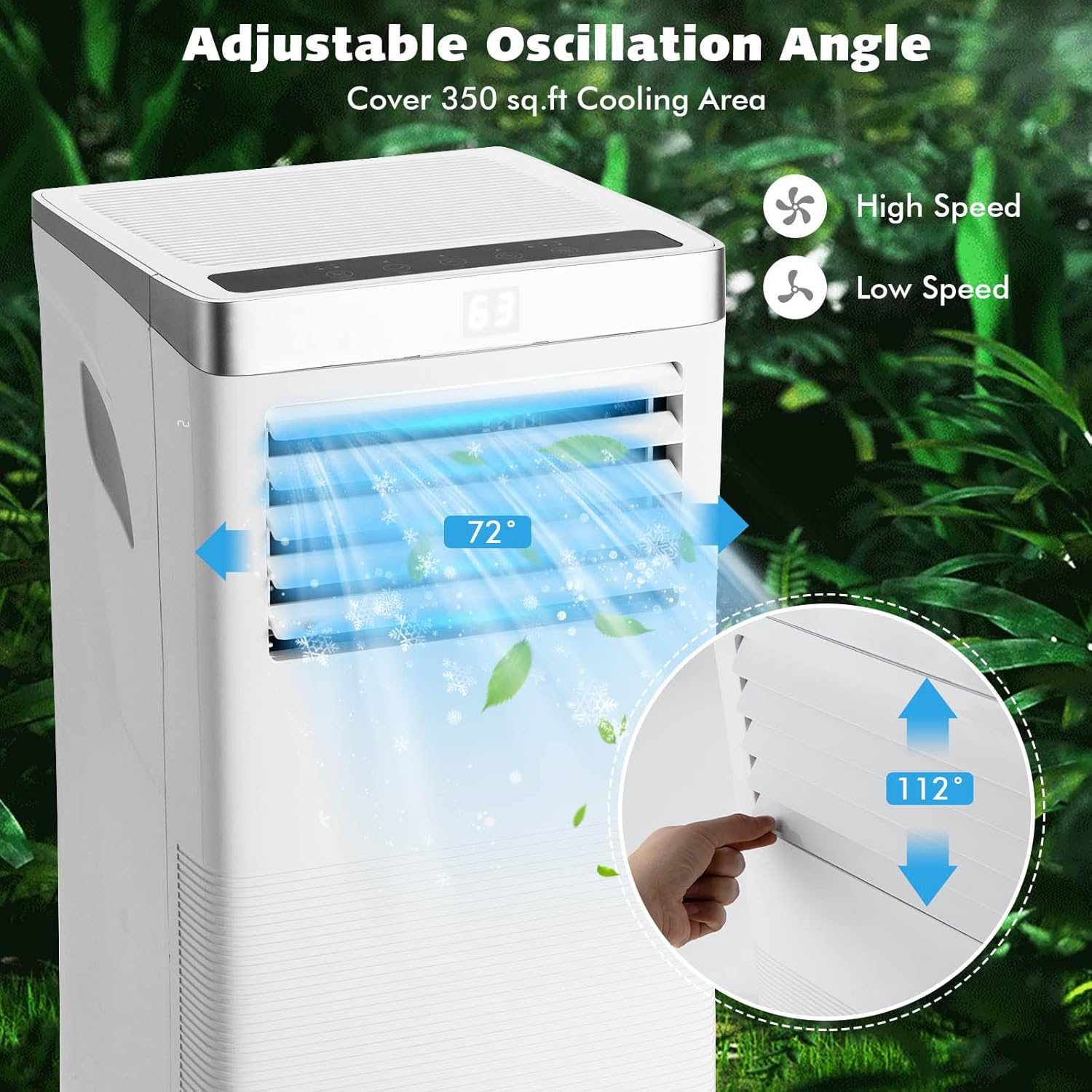 GOFLAME Portable Air Conditioner 10000BTU, 3-IN-1 Air Cooler & Dehumidifier with Remote Control, Sleep Mode, 2 Wind Speeds and 24H Timer Function, Air Cooling Fan with Window Kit for Office, White