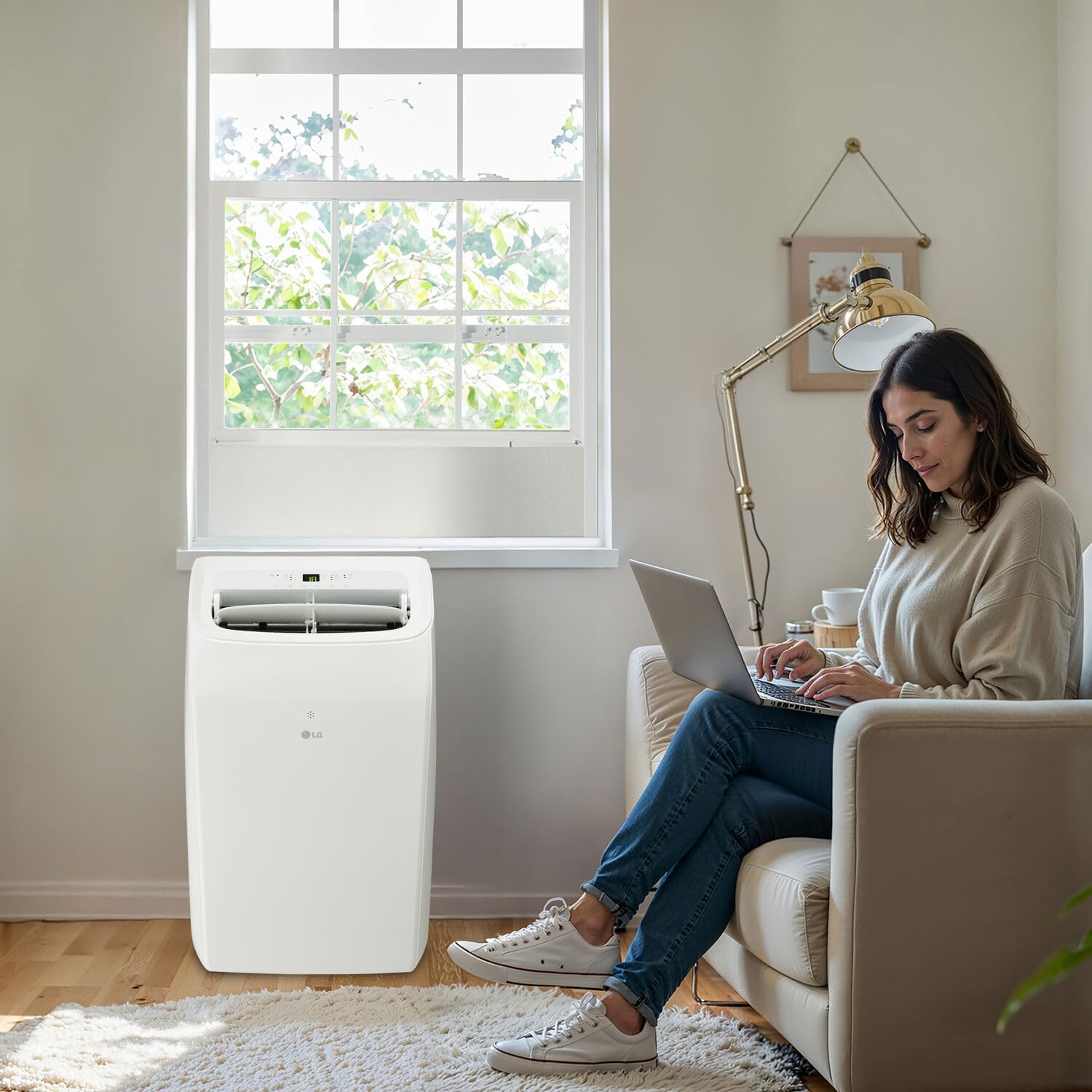 LG 8,350 BTU (DOE) / 12,000 BTU (ASHRAE) Smart Portable Air Conditioner, Cools 350 Sq.Ft. (14' x 25' room size),Smartphone & Voice Control works with LG ThinQ, Amazon Alexa and Hey Google, 115V