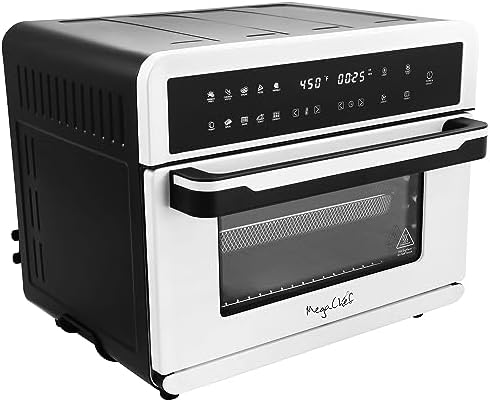 MegaChef 10 in 1 Electronic Multifunction 360 Degree Hot Air Technology Countertop Oven in White
