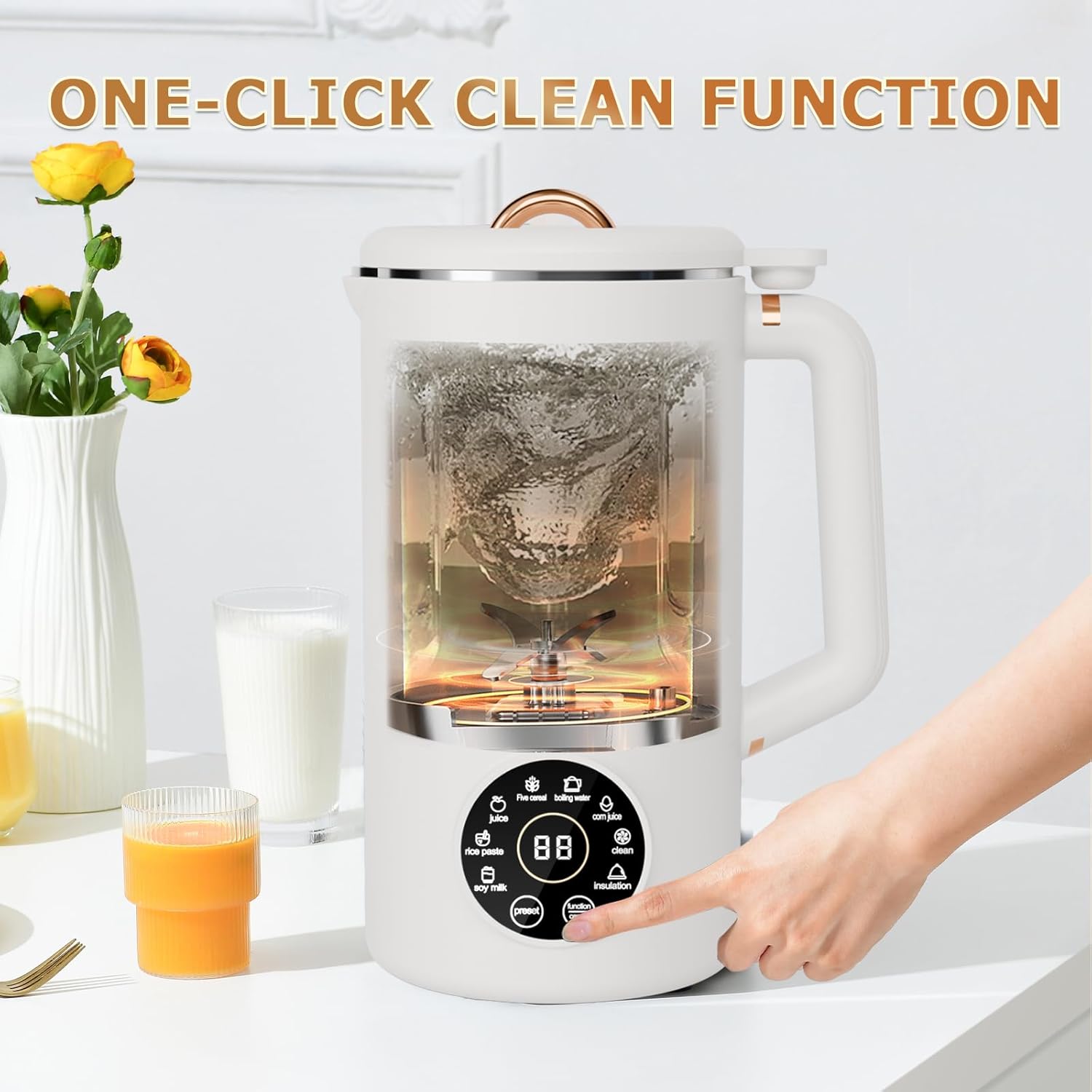 Nut Milk Maker Machine, 34oz(1000ml) Multi Functional Homemade Almond, Oat, Coconut, Soy, Plant Based Milks and Non Dairy Beverages, Automatic Soy Milk Maker with 12H Pre Set/Auto Clean/Keep Warm/Boil