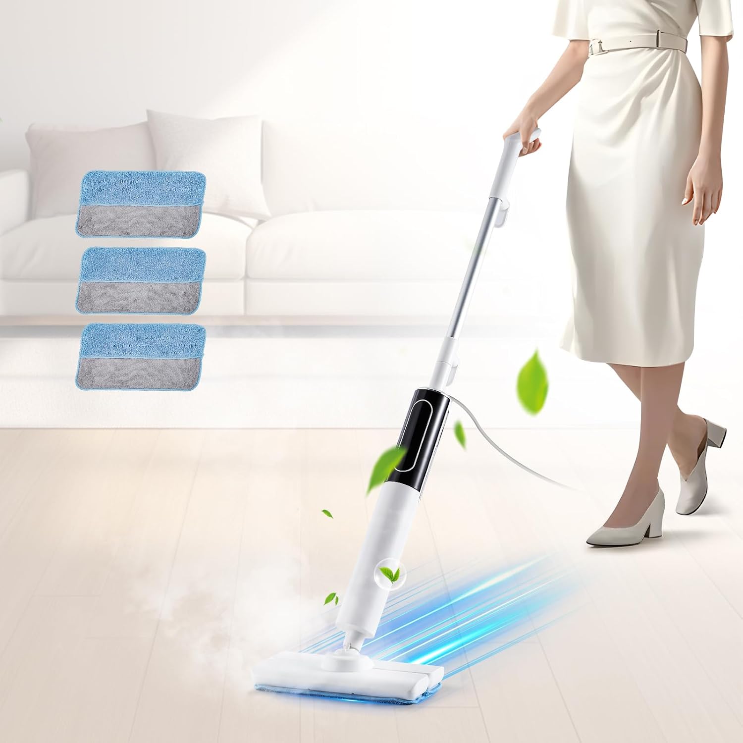 Steam Mop for Floor Cleaning with 3 Steam Mode, Quick 15s Heat-up, 284℉ Powerful Steam for for Wooden, Marble, Tile, Hardwood Floor, 3 Mop Pads