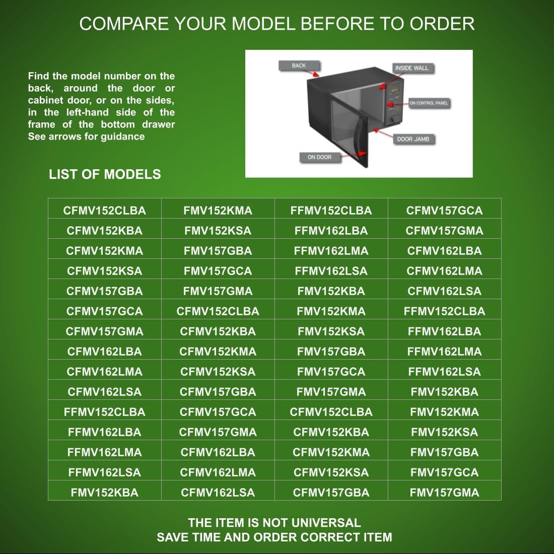FIX17629879, 4982019 CKD982019X Compatible with Frigidaire Microwave Door Handle fits Old Model Number FIX17629879, 4982019