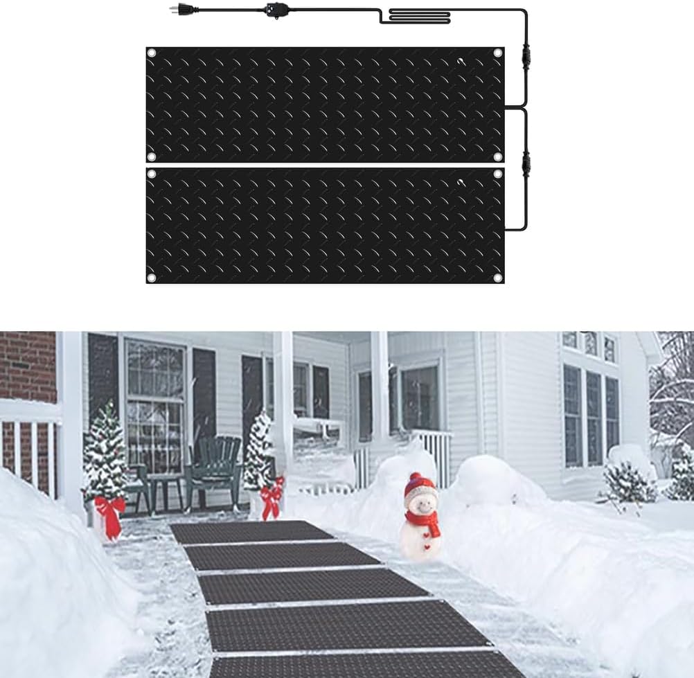 Heated Snow Melting Mats,Snow Melting Mats Outdoor,Electric Ice Melting Mats,Heated Drivewaydriveway Walkway Mats Outdoor with Power Cord,4,20 * 60 in
