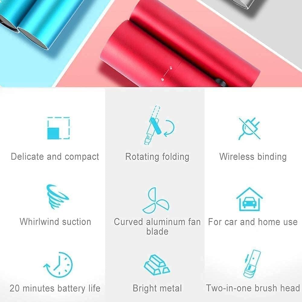 Handheld Vacuum Lightweight with Suction Single Touch Empty and Detachable Dust Cup for Car Office Home (Blue)(Black)