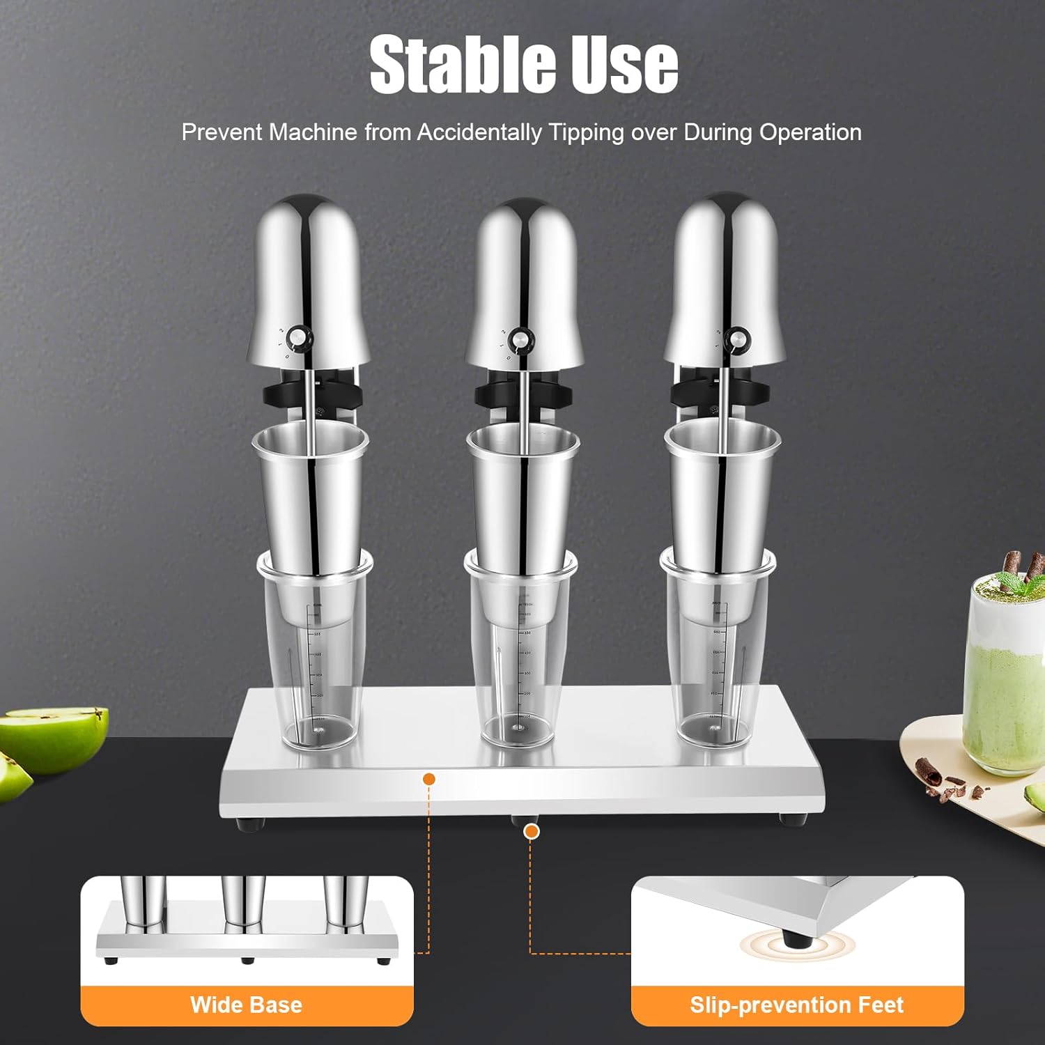 Electric Milkshake Maker Machine, Stainless Steel Milk Mixer Blender, Triple Head Malt Blender, Drink Mixer, 110V 540W Commercial Smoothie Mixer (3 Head)