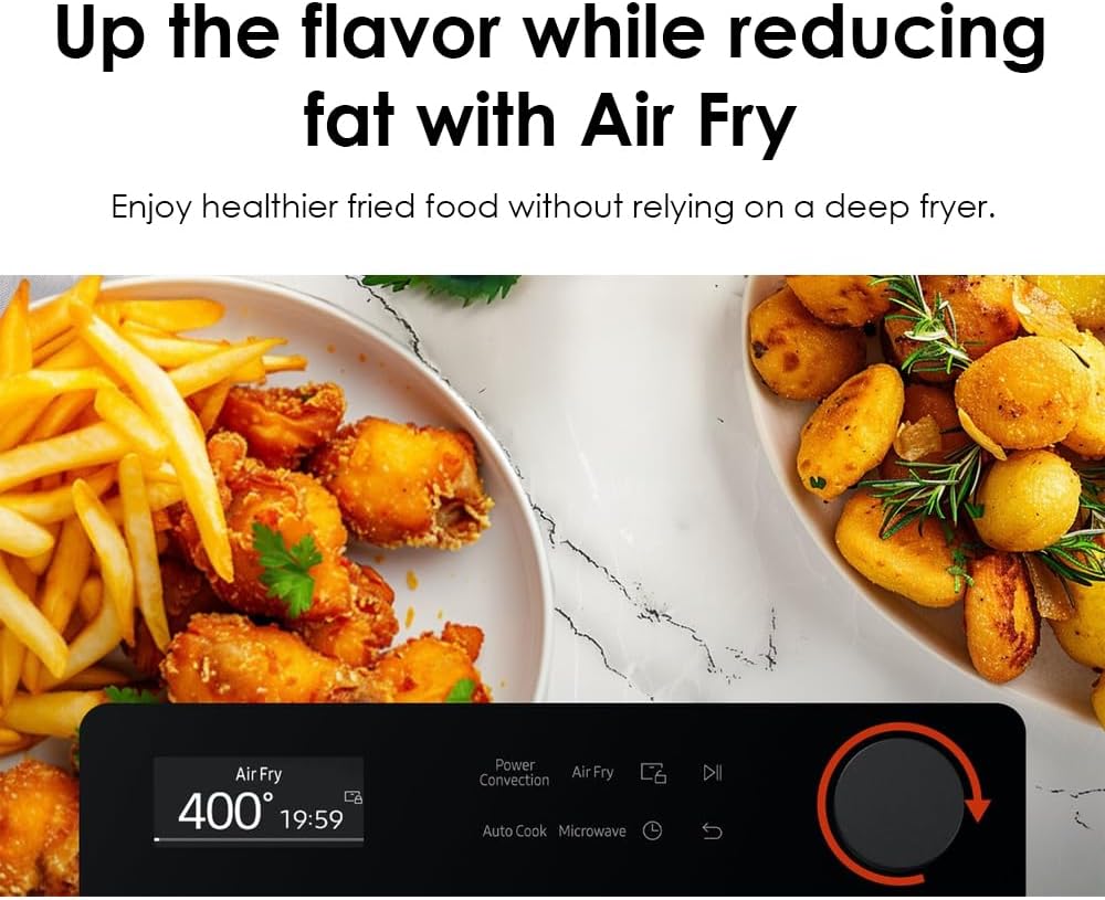 SAMSUNG 1.2 cu. ft. Countertop Convection Microwave with Air Fry, Black Glass, MC12DB8700CKAA