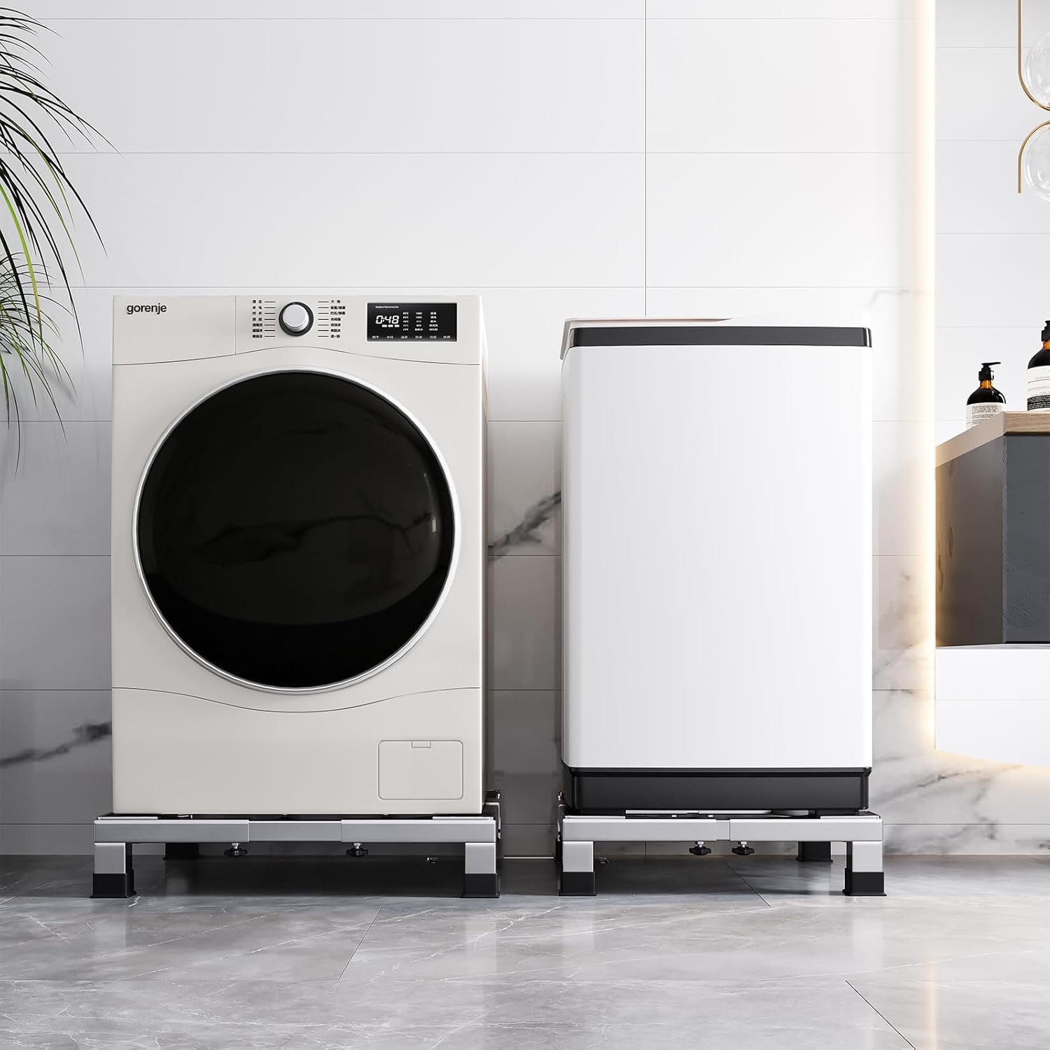 Heavy duty All Stainless Steel Mini Fridge Stand Washer and Dryer Stand with 4 Strong Feet Heavy Duty Washing Machine Stand Base&Appliance Universal Base（Large Stand）