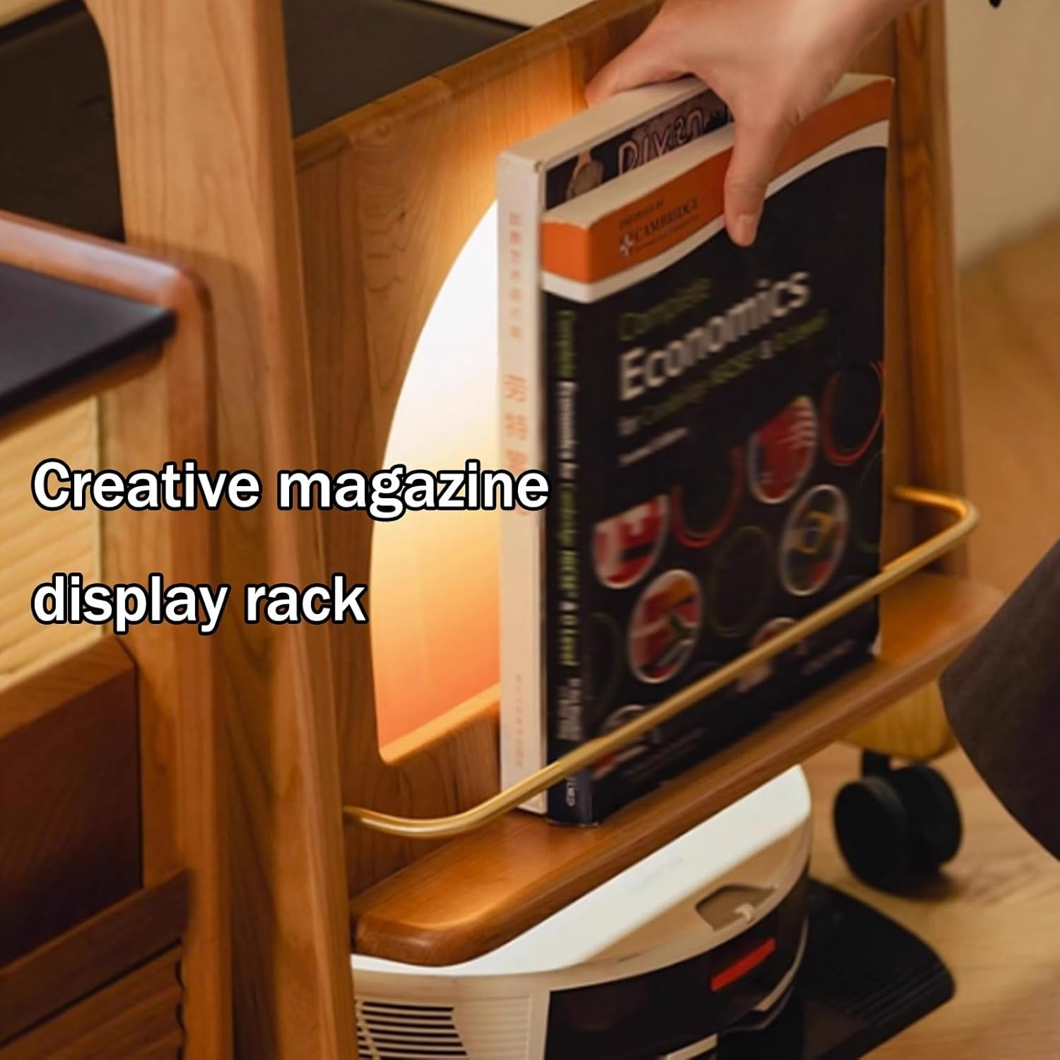 Sweeping Robot Storage Rack, Rustic Robot Vacuum Stand Cabinet, Storage Rack Above The Sweeping Robot, Mobile Robot Vacuum Storage Side Table, Multi-Functional Sideboard(Natural)