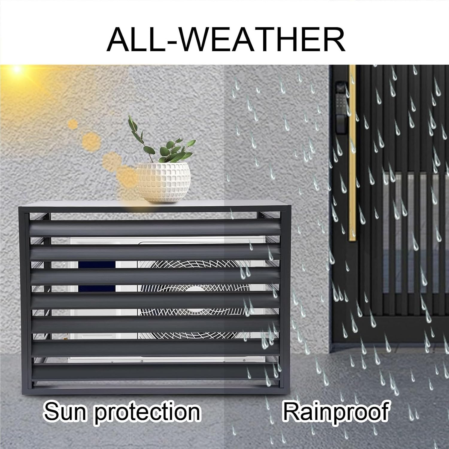 Aluminum Ac Unit Covers Outdoor, Privacy Screens Fence Panels for Air Conditioners Trash Bins, Isolate Pets, Fallen Leaves, Anti Theft(Brown,110cm)