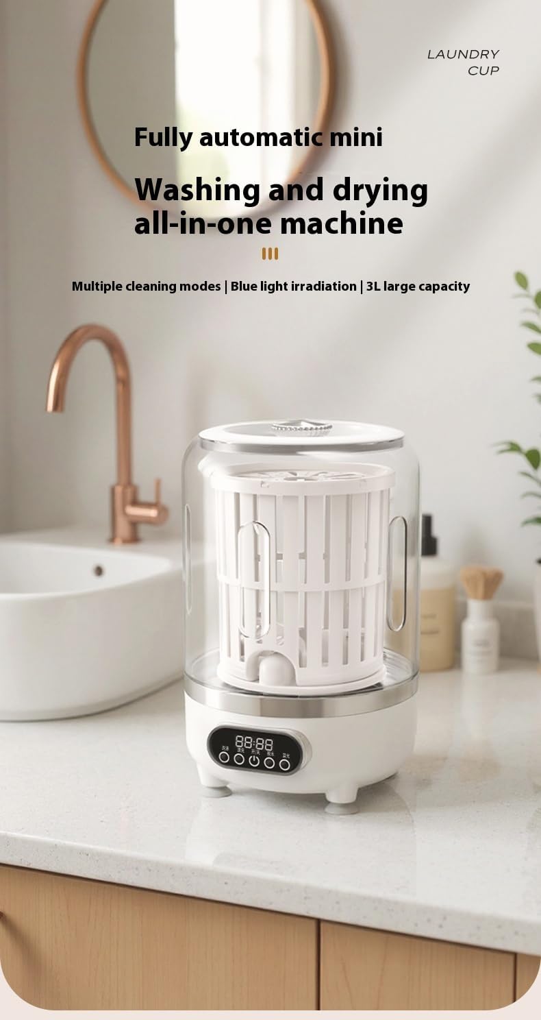 Portable Underwear Washer - Cordless & Rechargeable Mini Laundry System，Complete Compact Washer/Spinner for Delicates: Bras, Underwear, Socks & Baby Clothes (Pink)