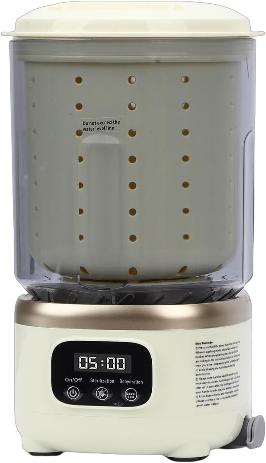 Portable Washing Machine, 2L Mini Underwear Washing Machine, Rechargeable Cordless Small Spin Dry Laundry Washer for Socks Travel RV Apartment Hotel Dorm (Beige)