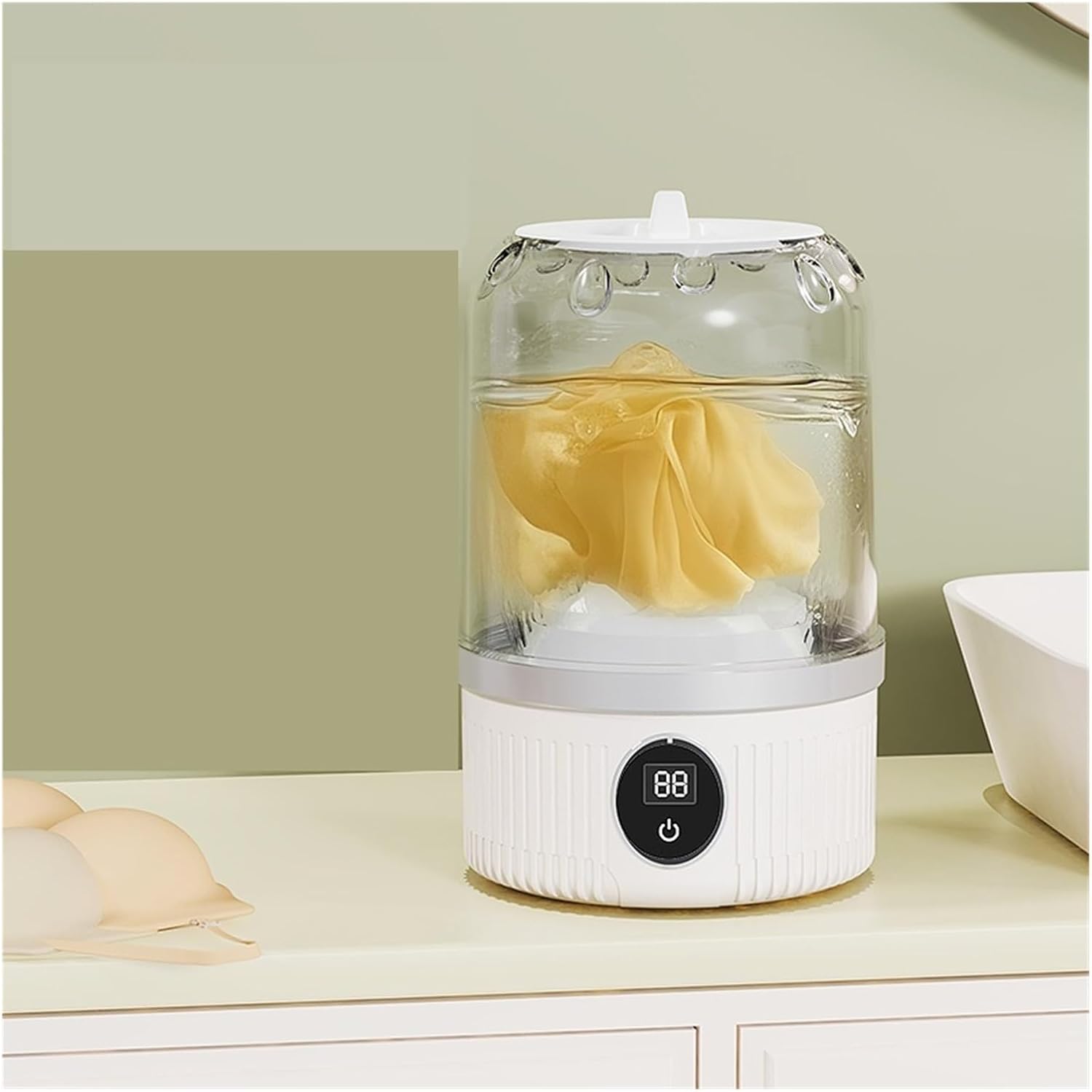 Portable Washing Machine, Washer Portable Laundry Washer Rechargeable Cordless Washing Machine For Home Business Travel College Room,for Apartments, Homes, and Dorms(White)