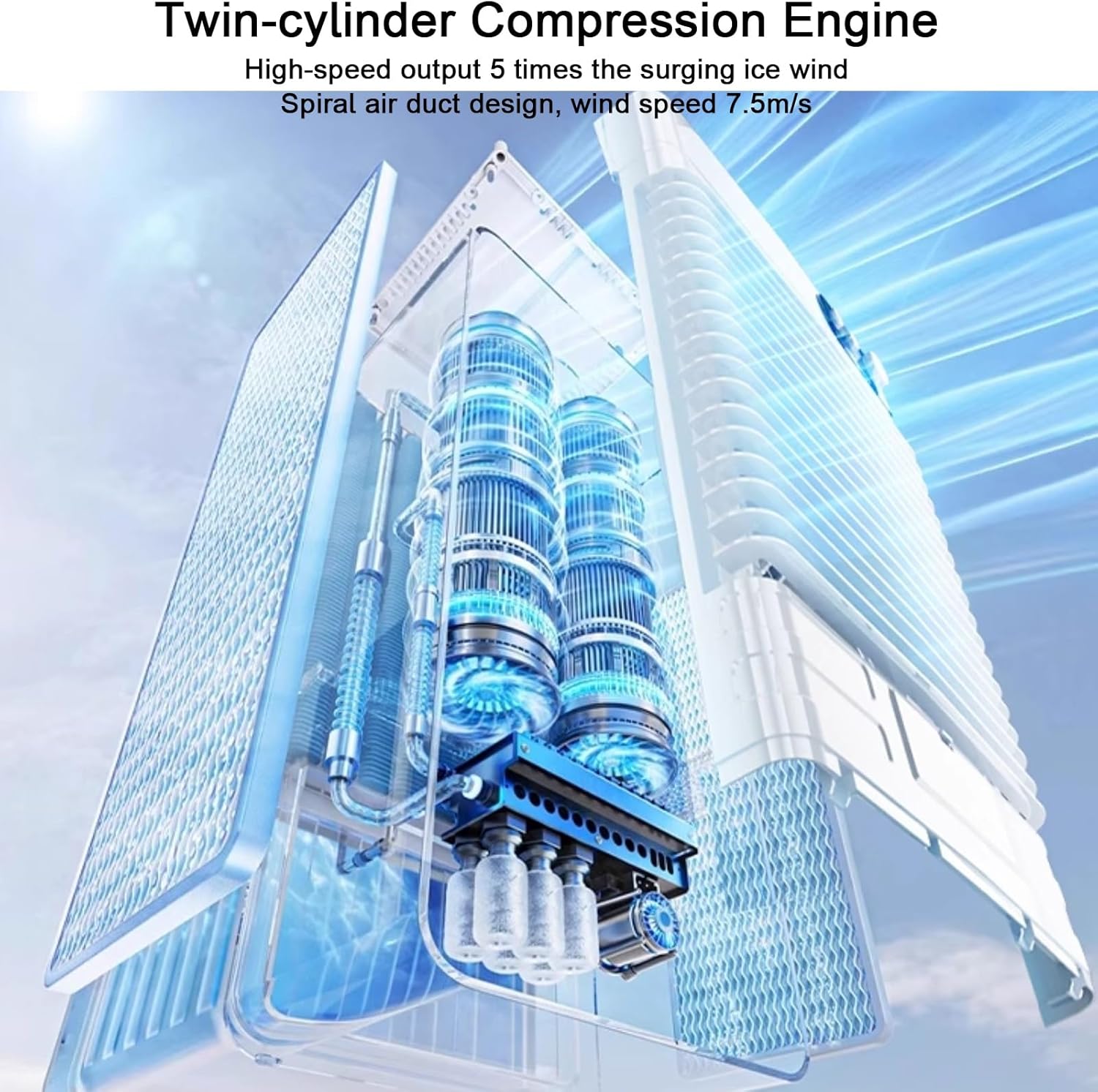 Portable Air Conditioners, Room Cooling 4-in-1, 120° Air Supply, Large Capacity Water Tank, Whole House Cooling, Quiet Operation, for Home, Office(110x49x39cm/43x19x15)