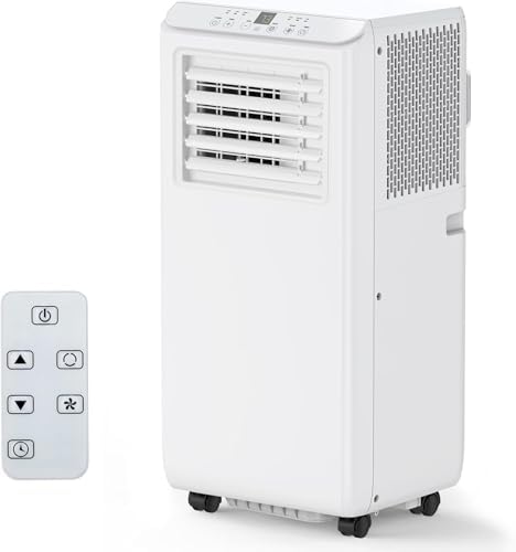 8,000 BTU Portable Air Conditioner - Free Standing AC Unit with Cooling/Fan/Dehumidifier for Rooms Up to 350 Sq.Ft, Includes Remote & Window Kit for Home, Office, Dorm, White